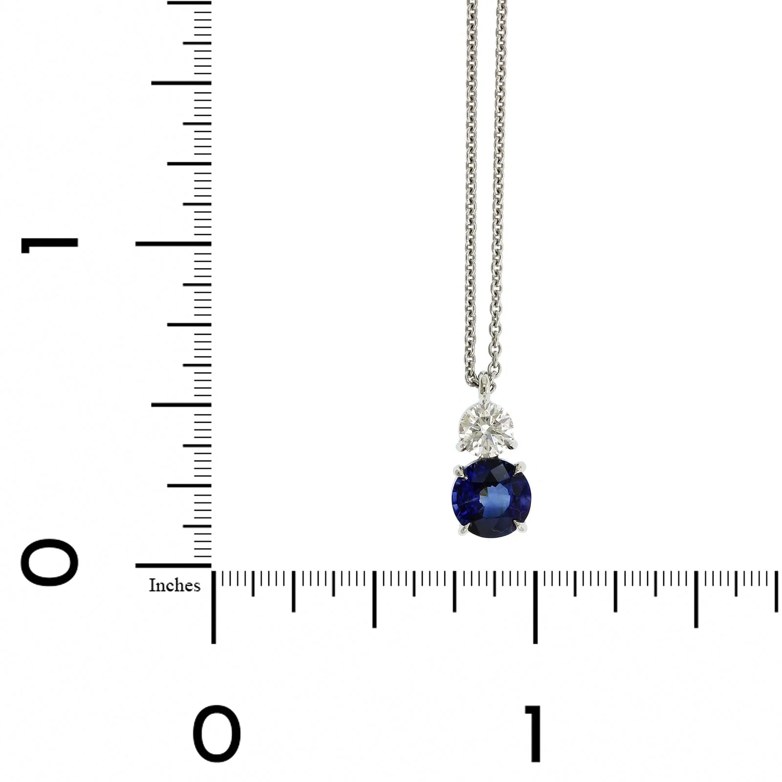 Platinum Round Blue Sapphire Pendant - Image 4