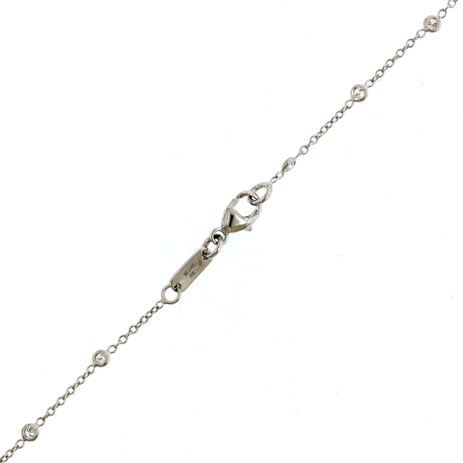 Platinum Cushion Sapphire Diamonds By The Yard Halo Necklace - Image 3
