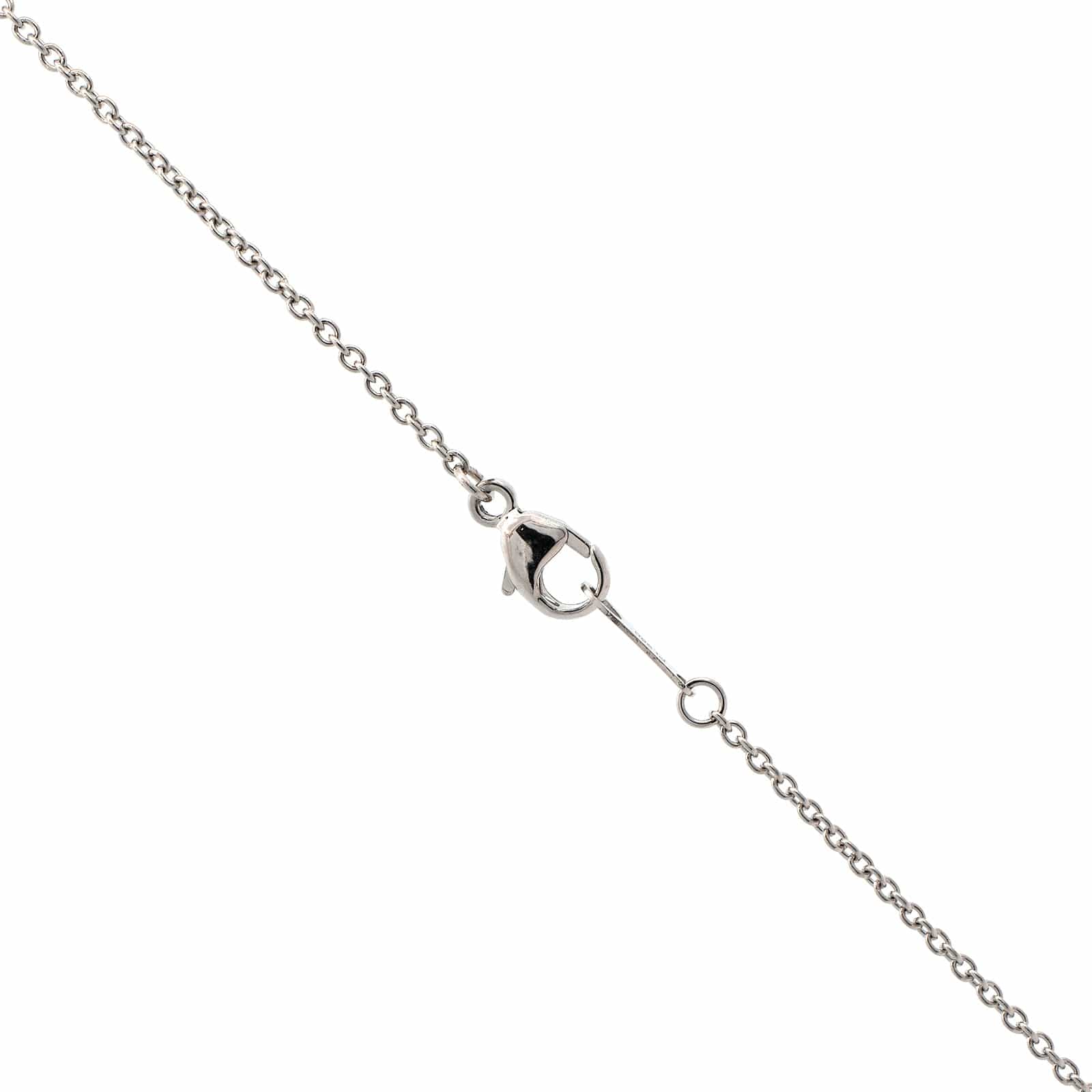 Platinum Blue Sapphire & Diamond Halo Necklace - Image 3