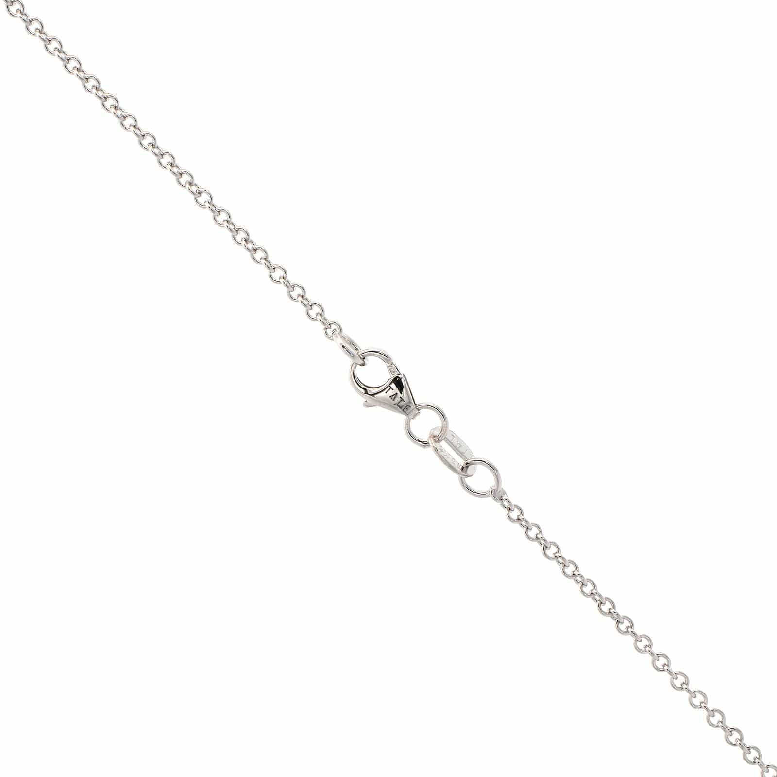 18K White Gold Oval Diamond and Pink Sapphire Pendant Necklace - Image 3