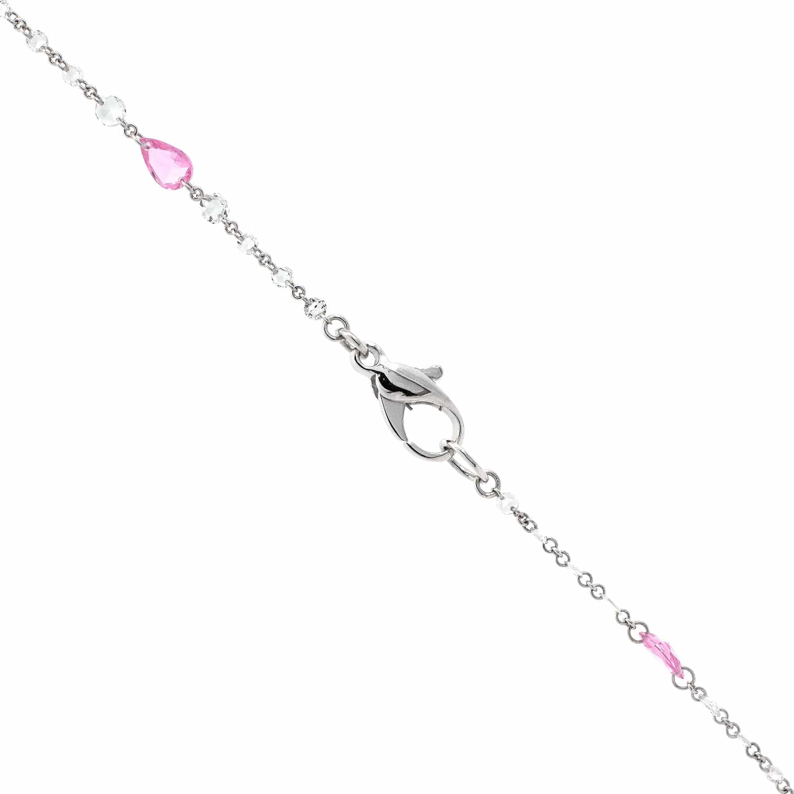 Platinum Pink Sapphire and Round Diamond Pendant Necklace - Image 3