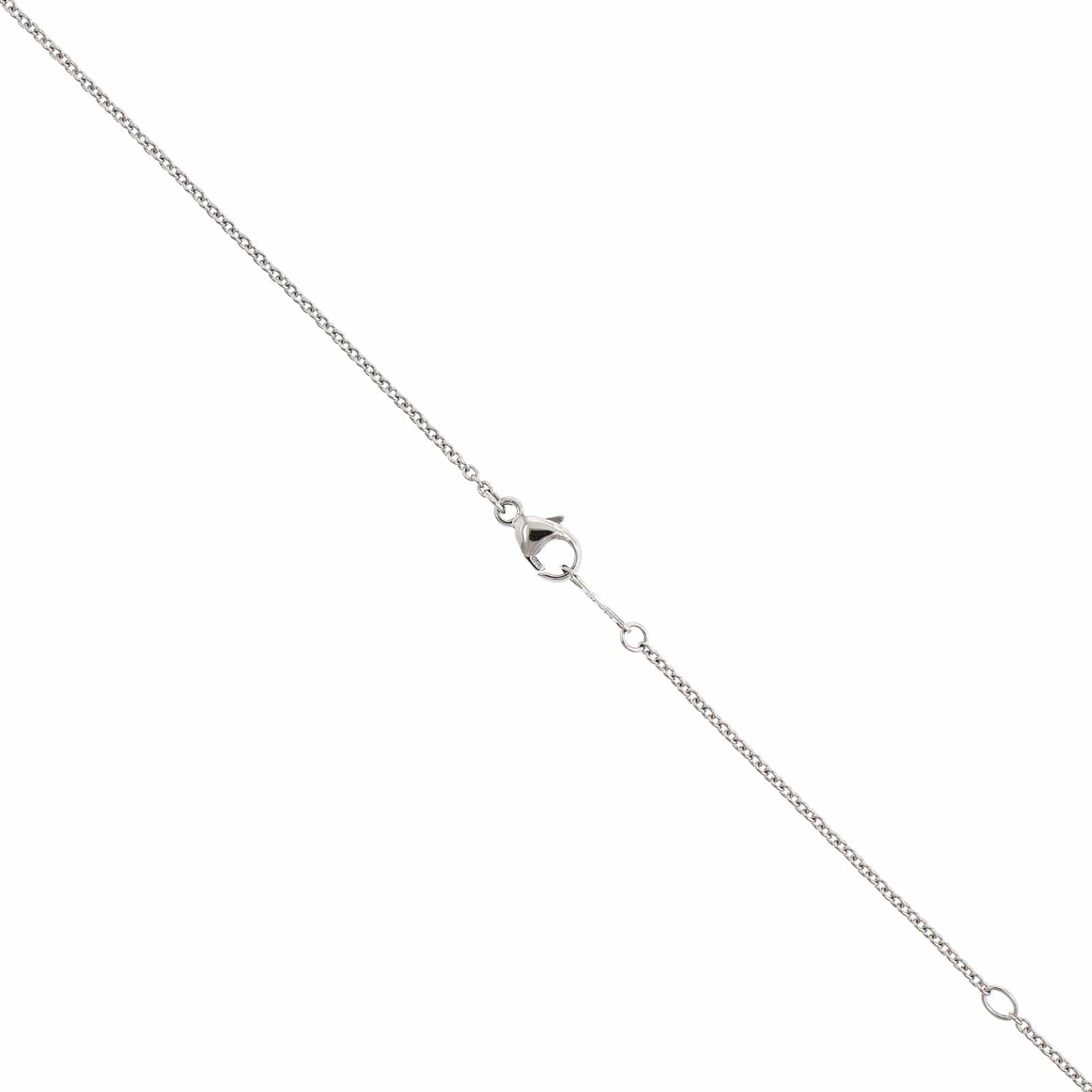 Platinum Round Sapphire and Diamond Pendant Necklace - Image 3