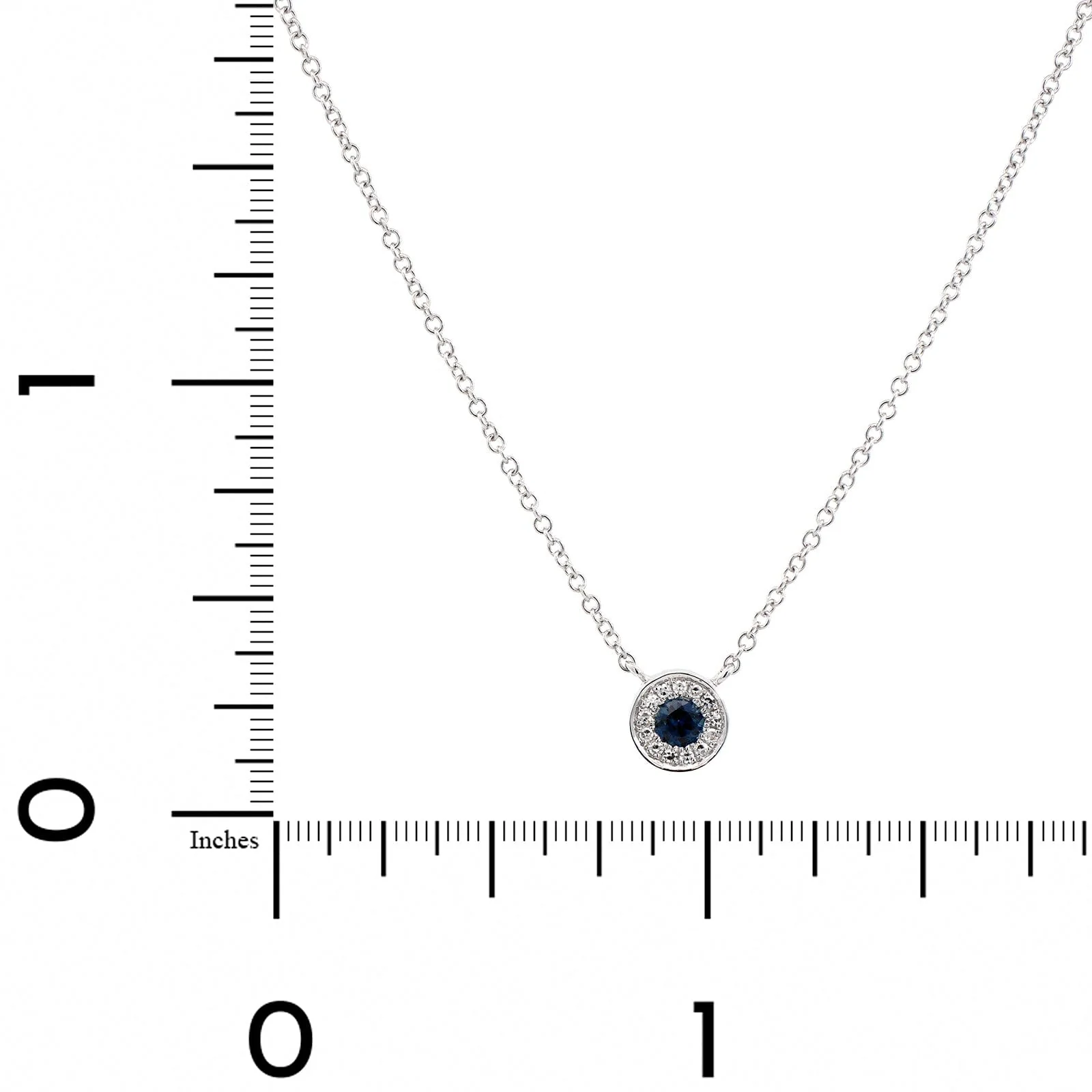14K White Gold Sapphire and Diamond Halo Pendant - Image 3