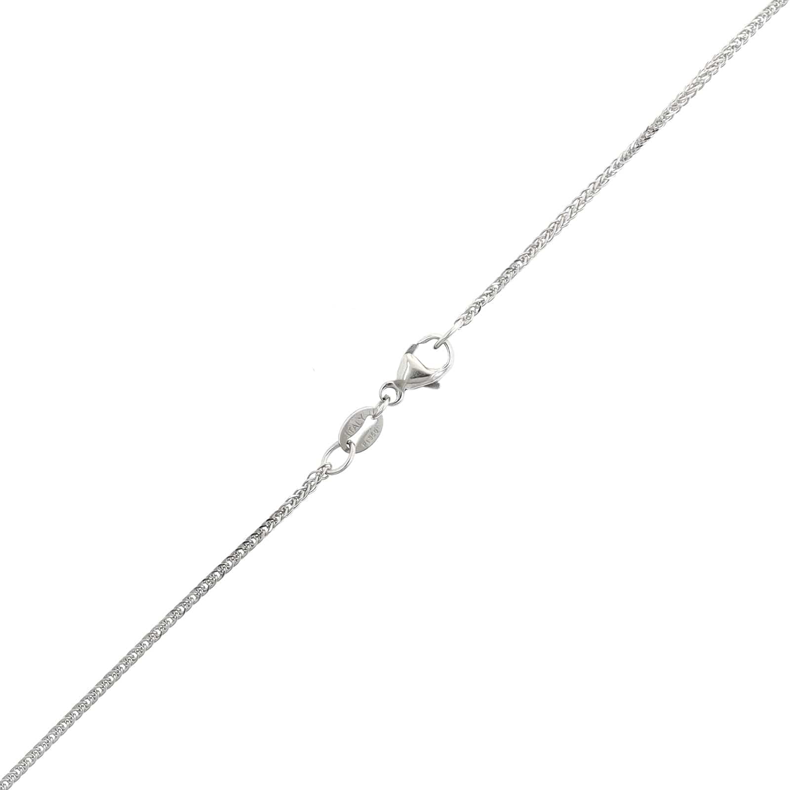 Platinum Round Sapphire Diamond Halo Necklace - Image 3