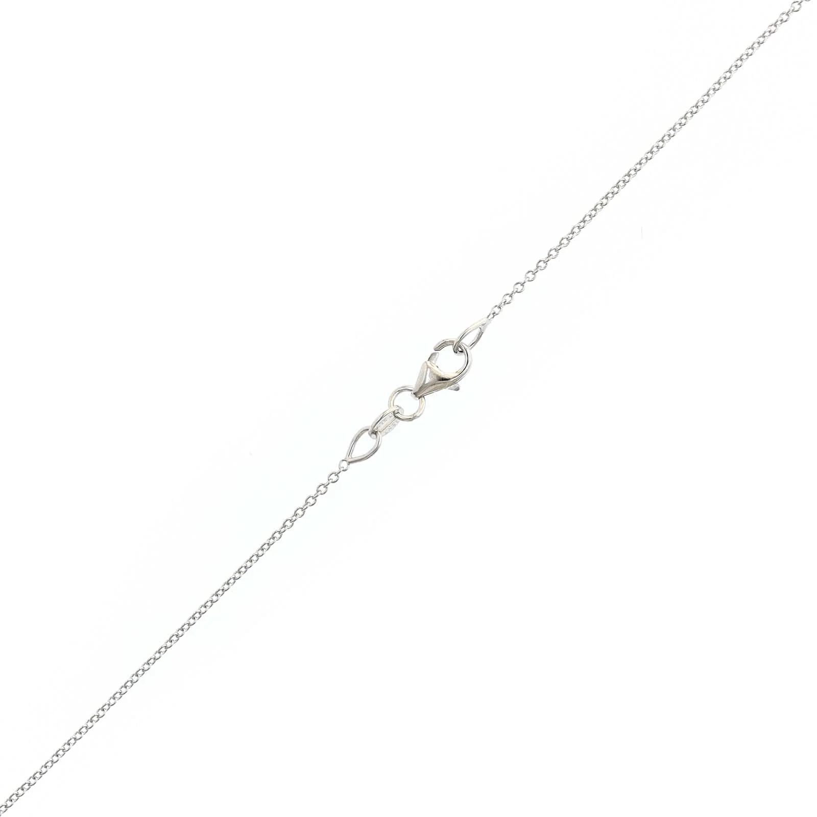 18K White Gold Oval Sapphire and Diamond Halo Necklace - Image 3