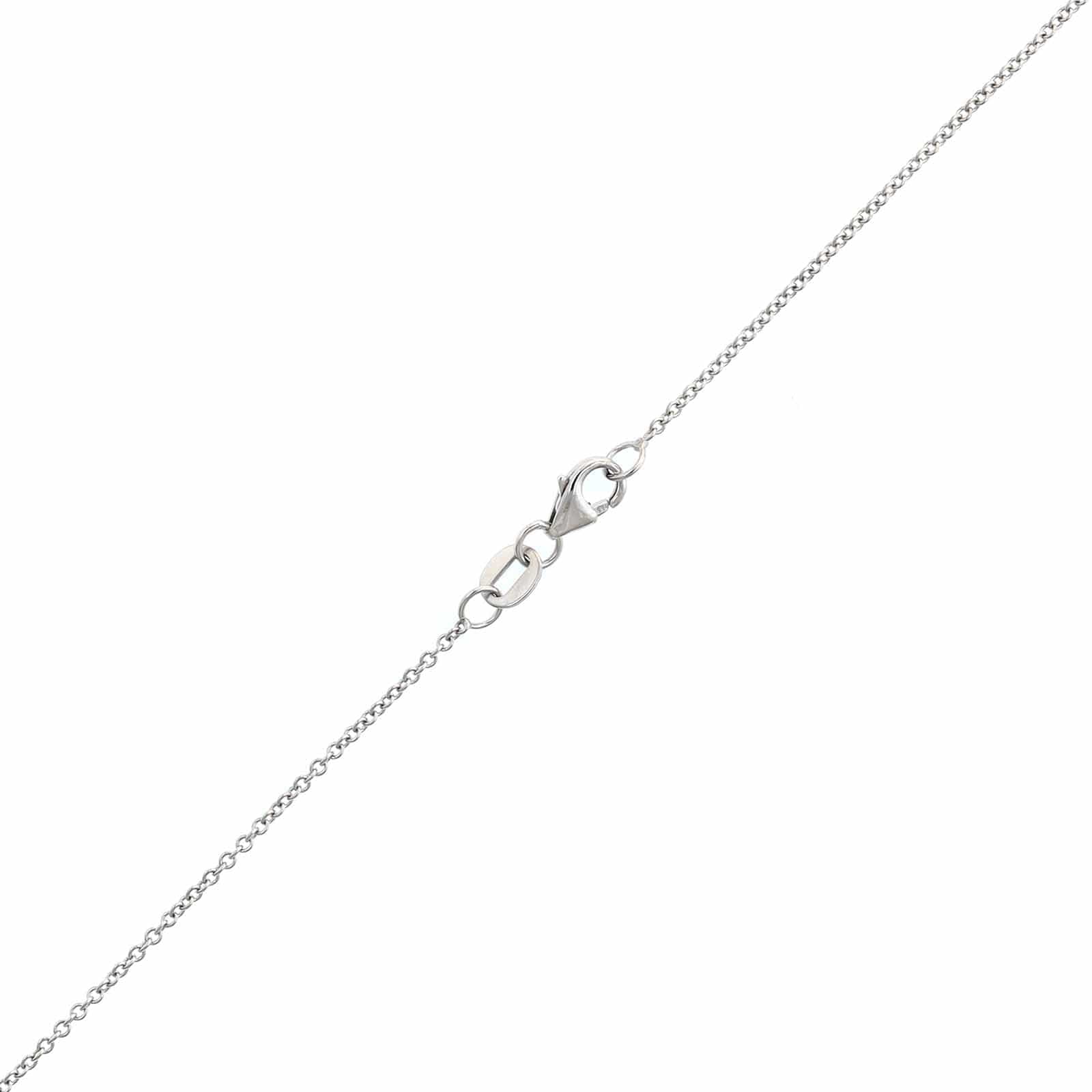 18K White Gold Round Sapphire and Diamond Halo Necklace - Image 3