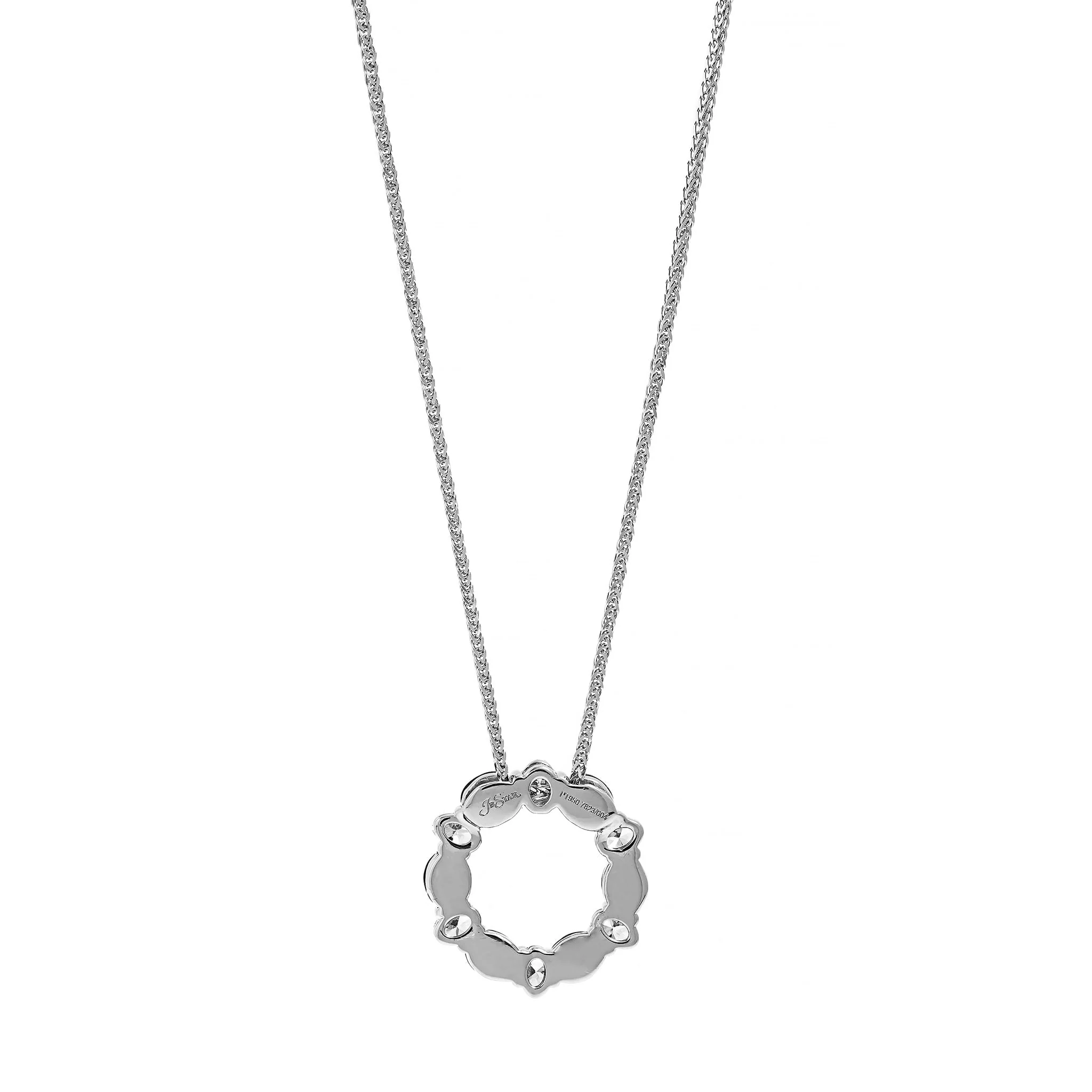 Platinum Oval Sapphire and Diamond Circle Pendant Necklace - Image 2
