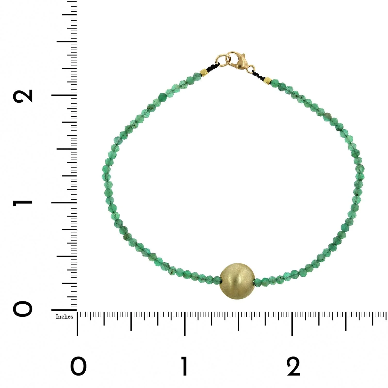 22K Yellow Gold Emerald Beaded Bracelet - Image 3