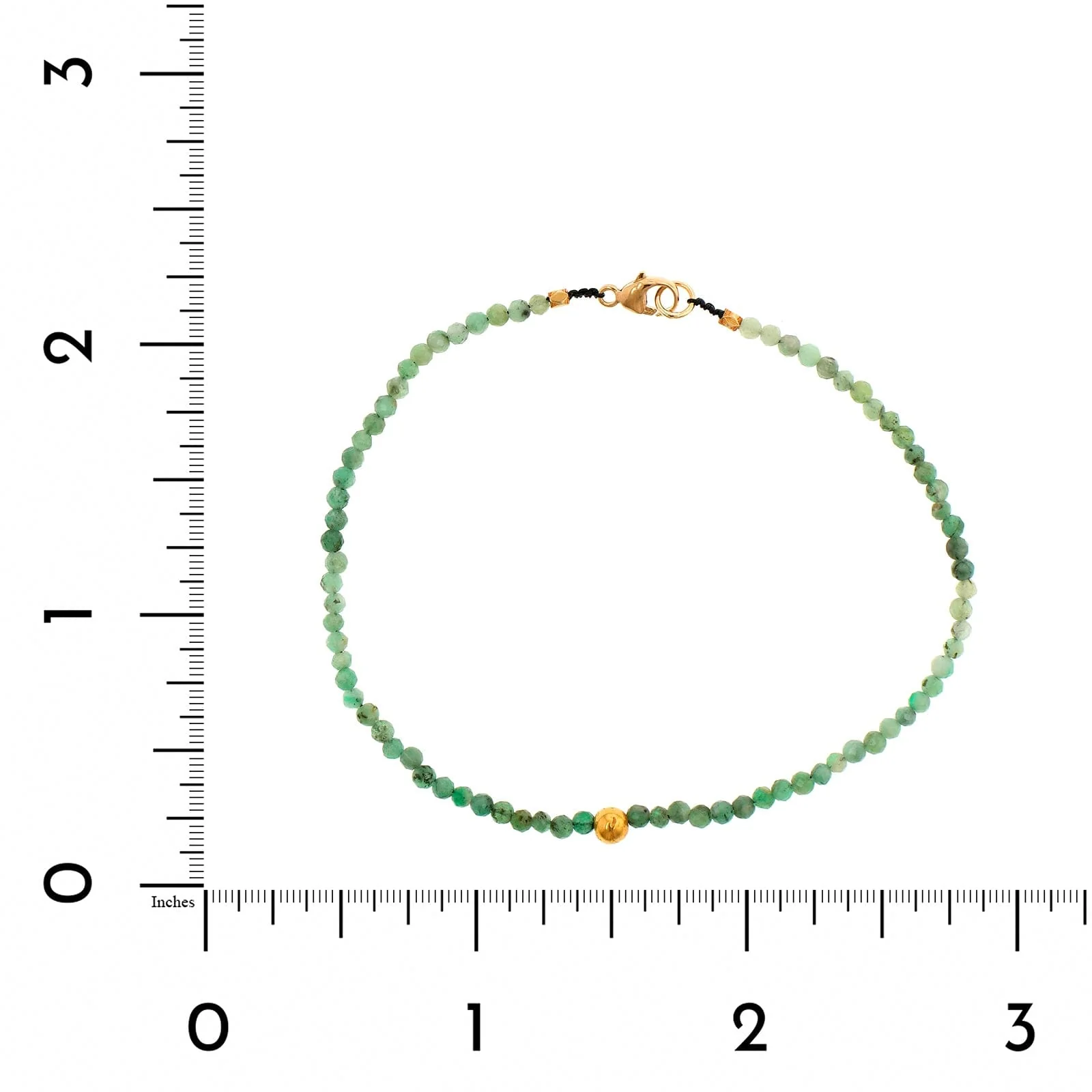 18K Yellow Gold Emerald Beaded Bracelet - Image 2