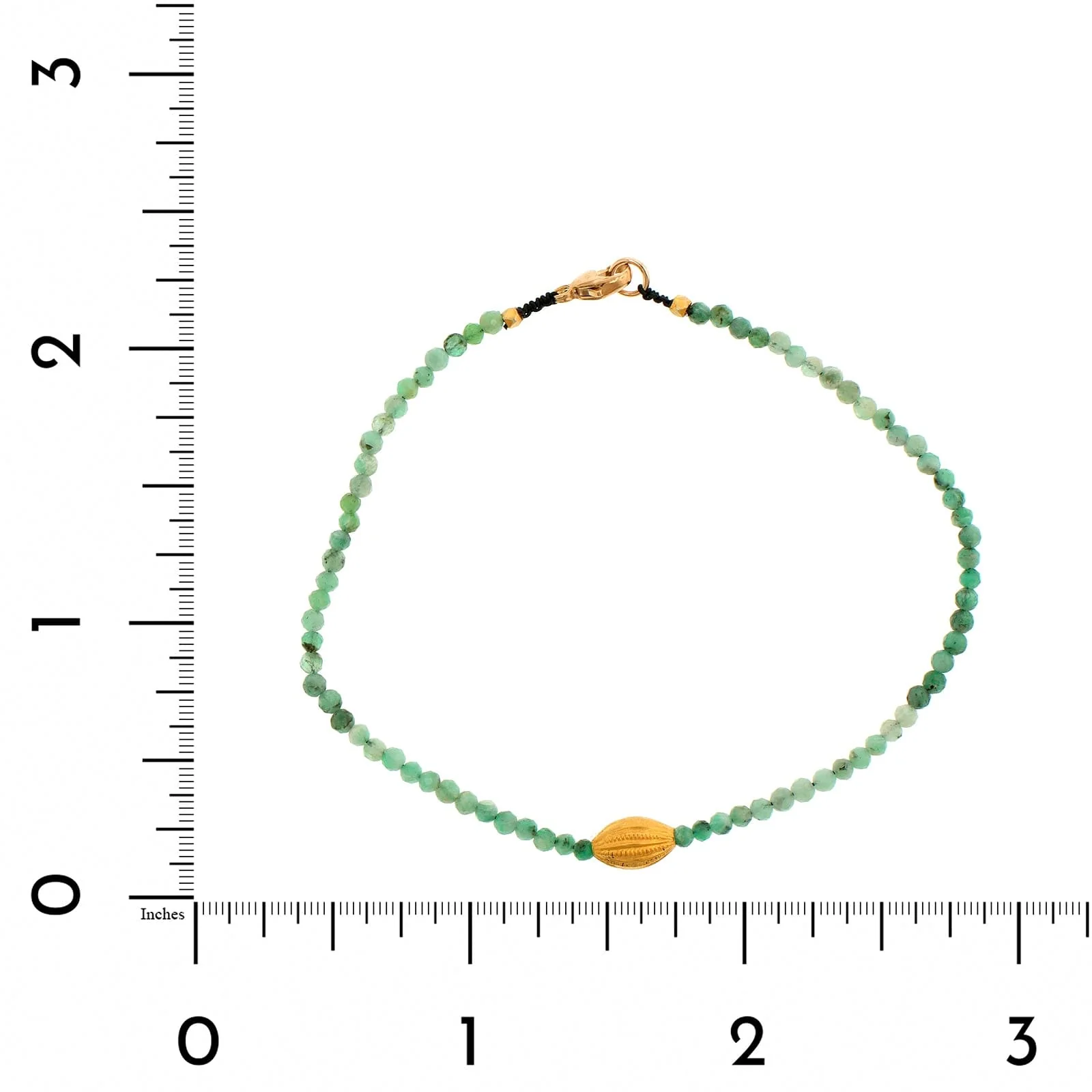 18K Yellow Gold Emerald Beaded Bracelet - Image 2