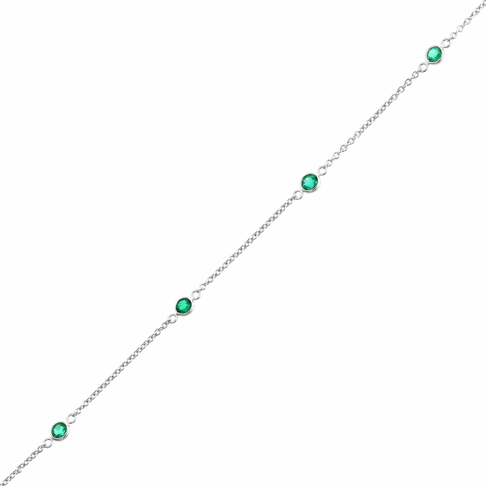18K White Gold Bezel Set Emerald Bracelet - Image 2