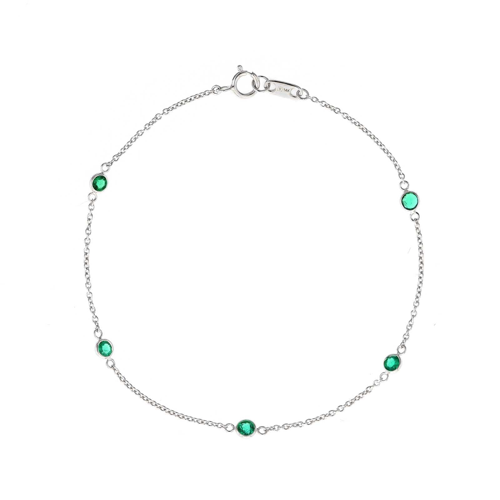 18K White Gold Bezel Set Emerald Bracelet - Image 4