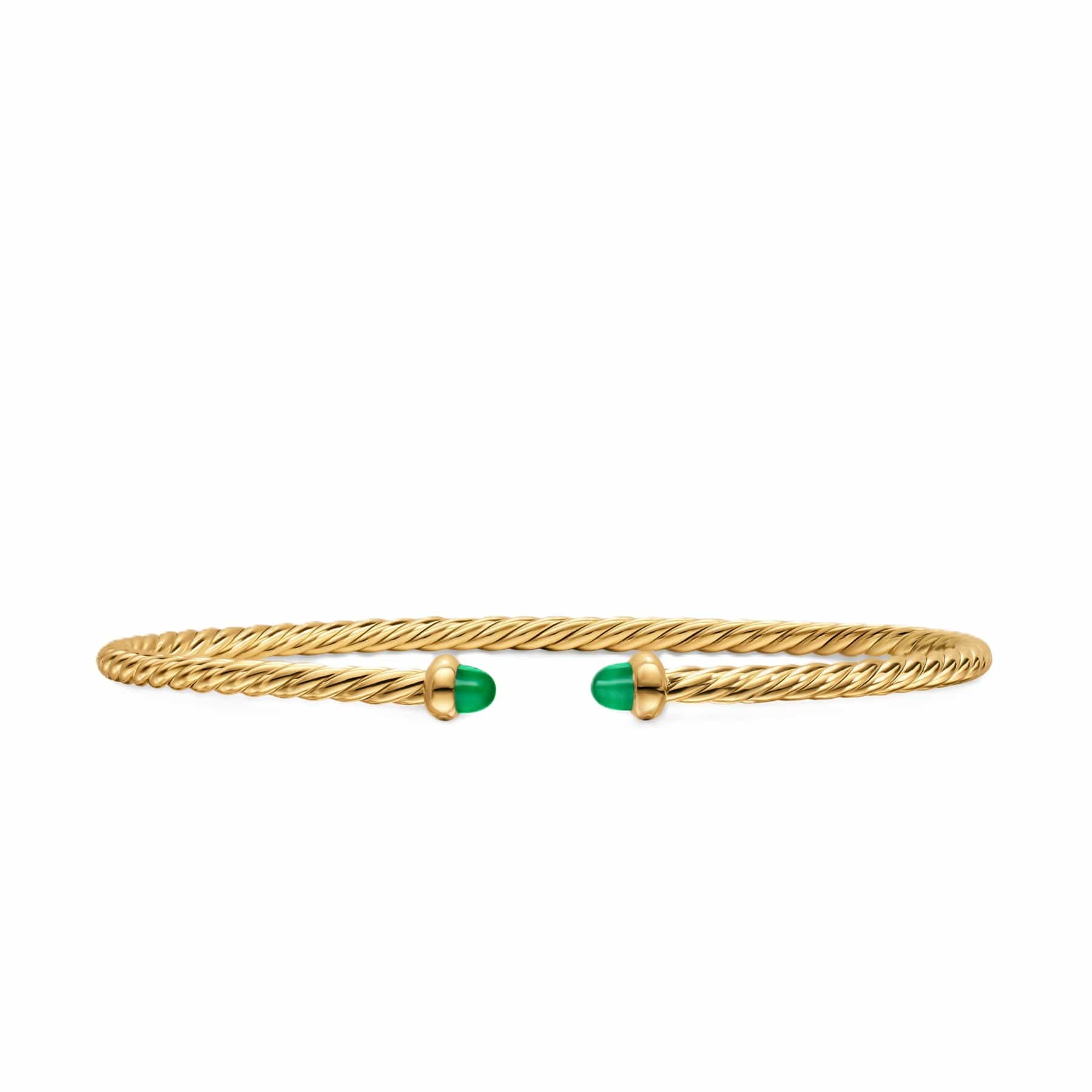 Micro Cablespira® Flex Bracelet 18K Yellow Gold with Emeralds, 2.6mm