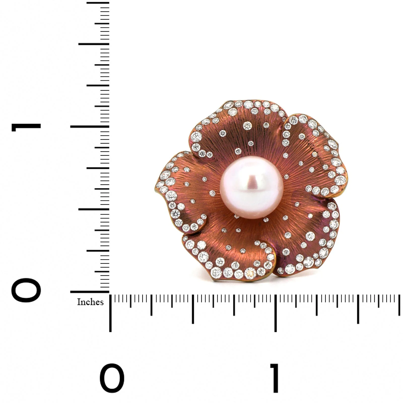 Eclat Jewels 14K Rose Gold and Titanium Fresh Water Pearl Diamond Flower Ring - Image 4