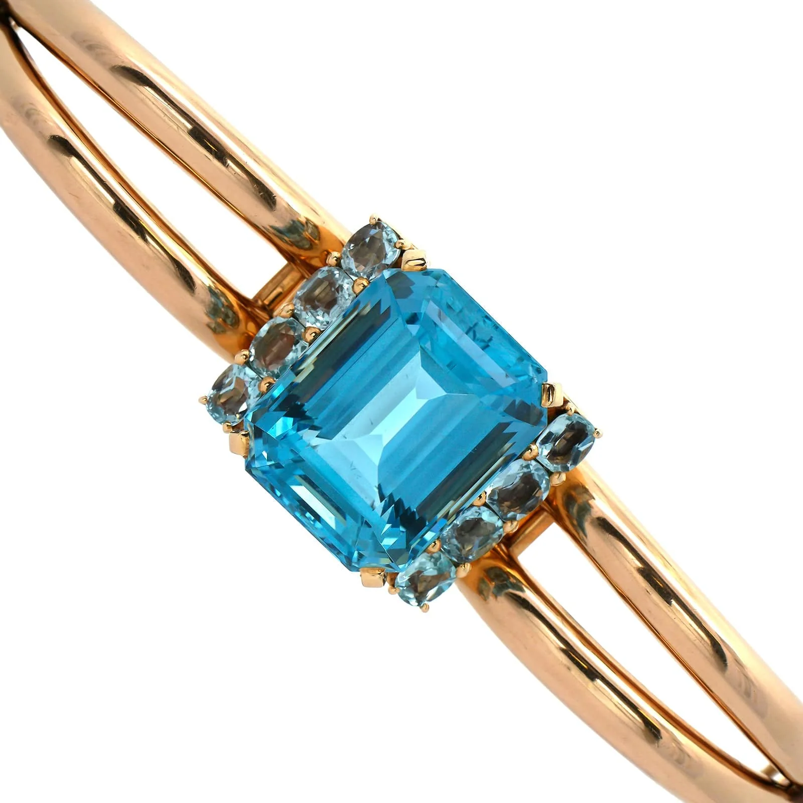 Eclat Jewels 14K Yellow Gold Seaman Schepps Signed Aquamarine Bracelet - Image 2