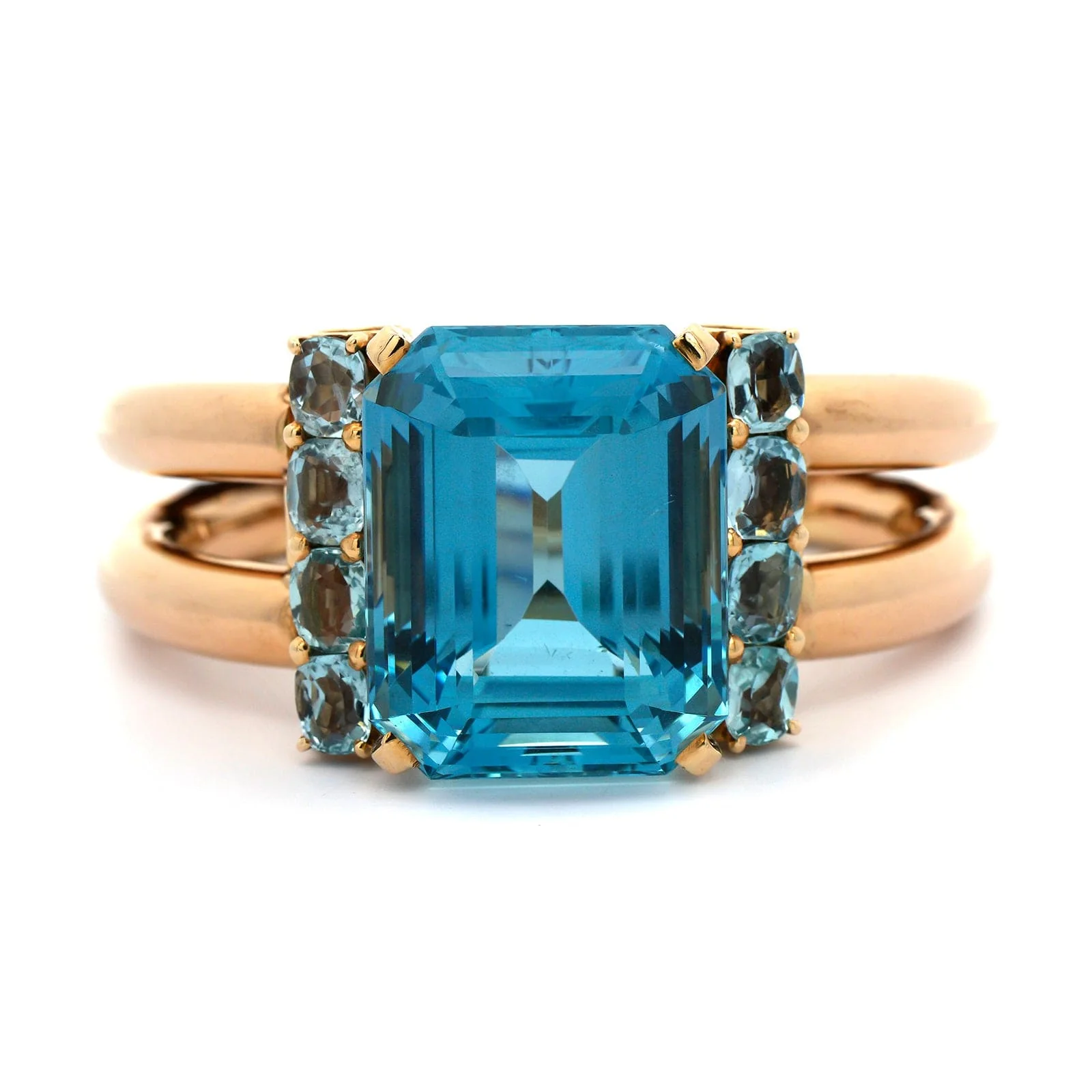 Eclat Jewels 14K Yellow Gold Seaman Schepps Signed Aquamarine Bracelet - Image 4