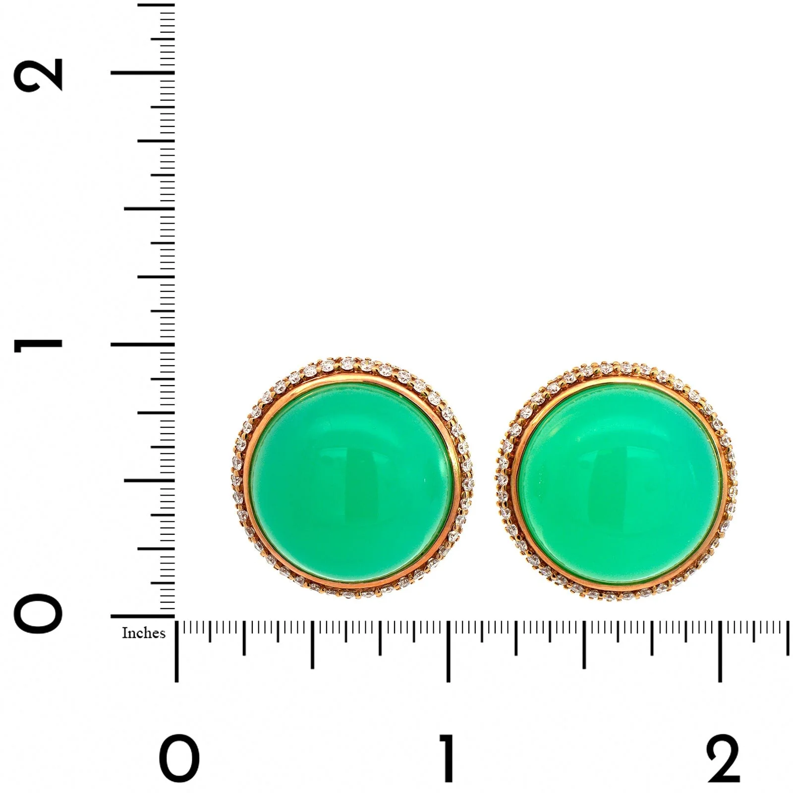 Eclat Jewels 18K Rose Gold Chrysoprase & Diamond Stud Earrings - Image 2