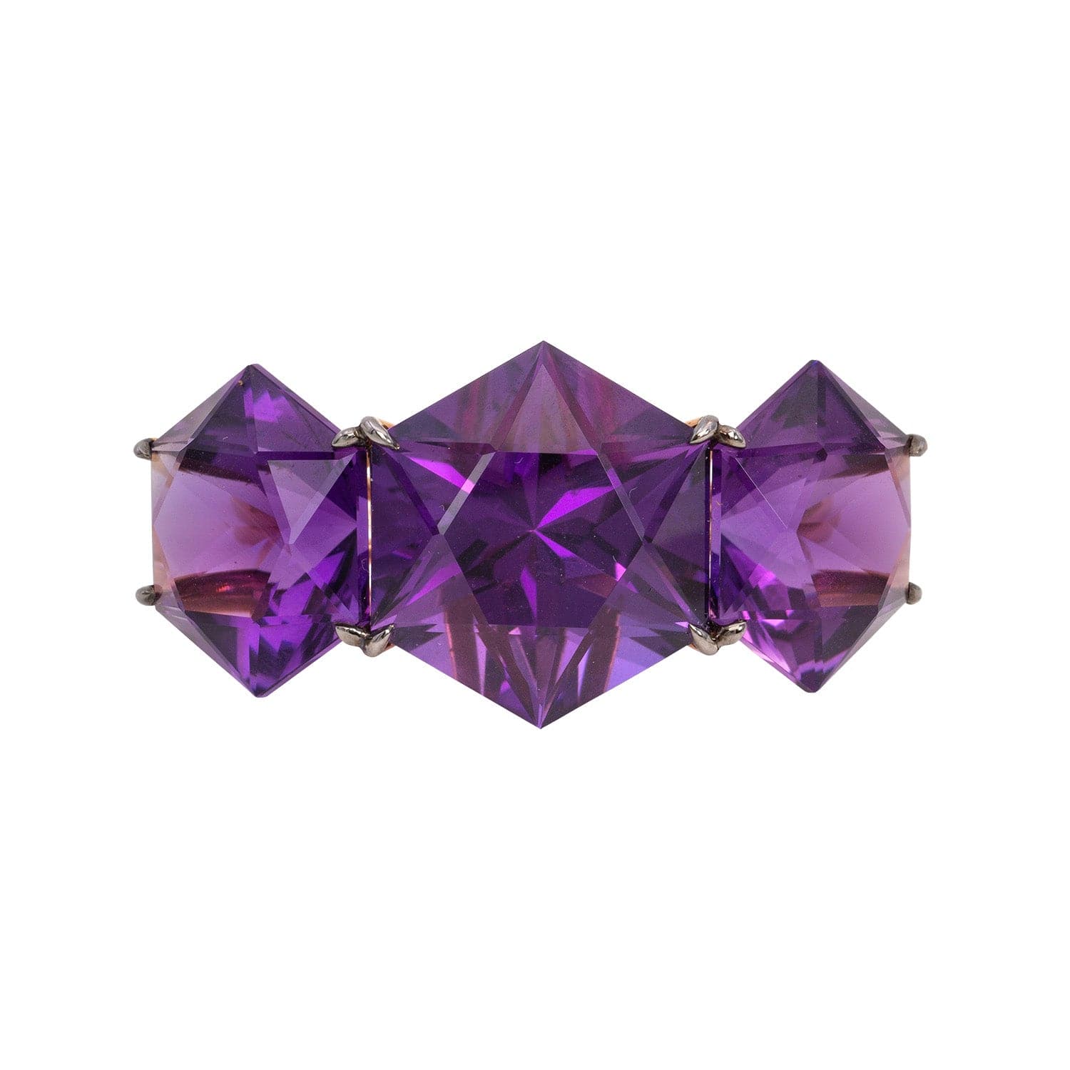 Eclat Jewels 18K Rose Gold Hexagonal Amethyst Ring