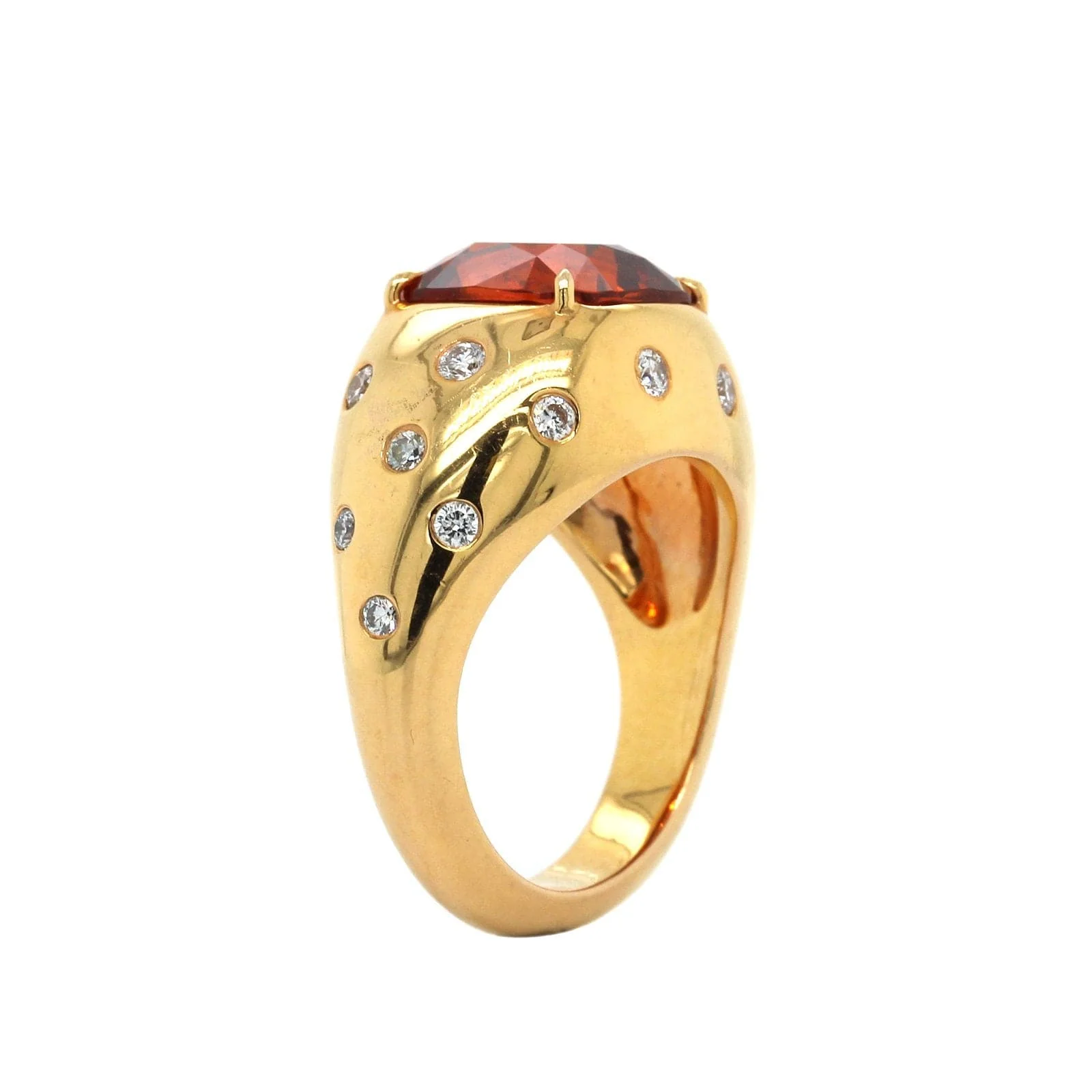 Eclat Jewels 18K Rose Gold Mandarin Garnet and Diamond Ring - Image 2