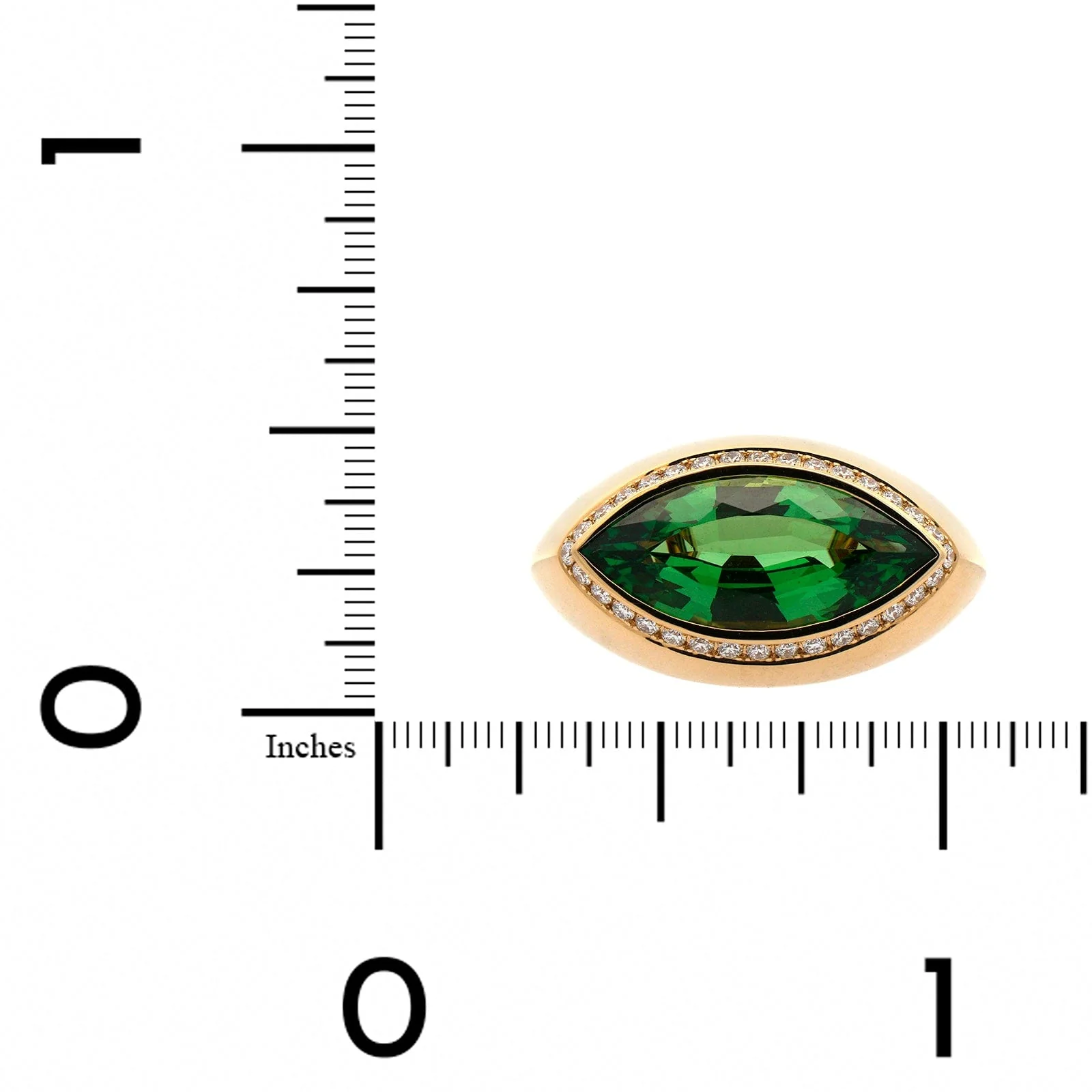 Eclat Jewels 18K Rose Gold Marquise Shaped Tsavorite and Diamond Ring - Image 3