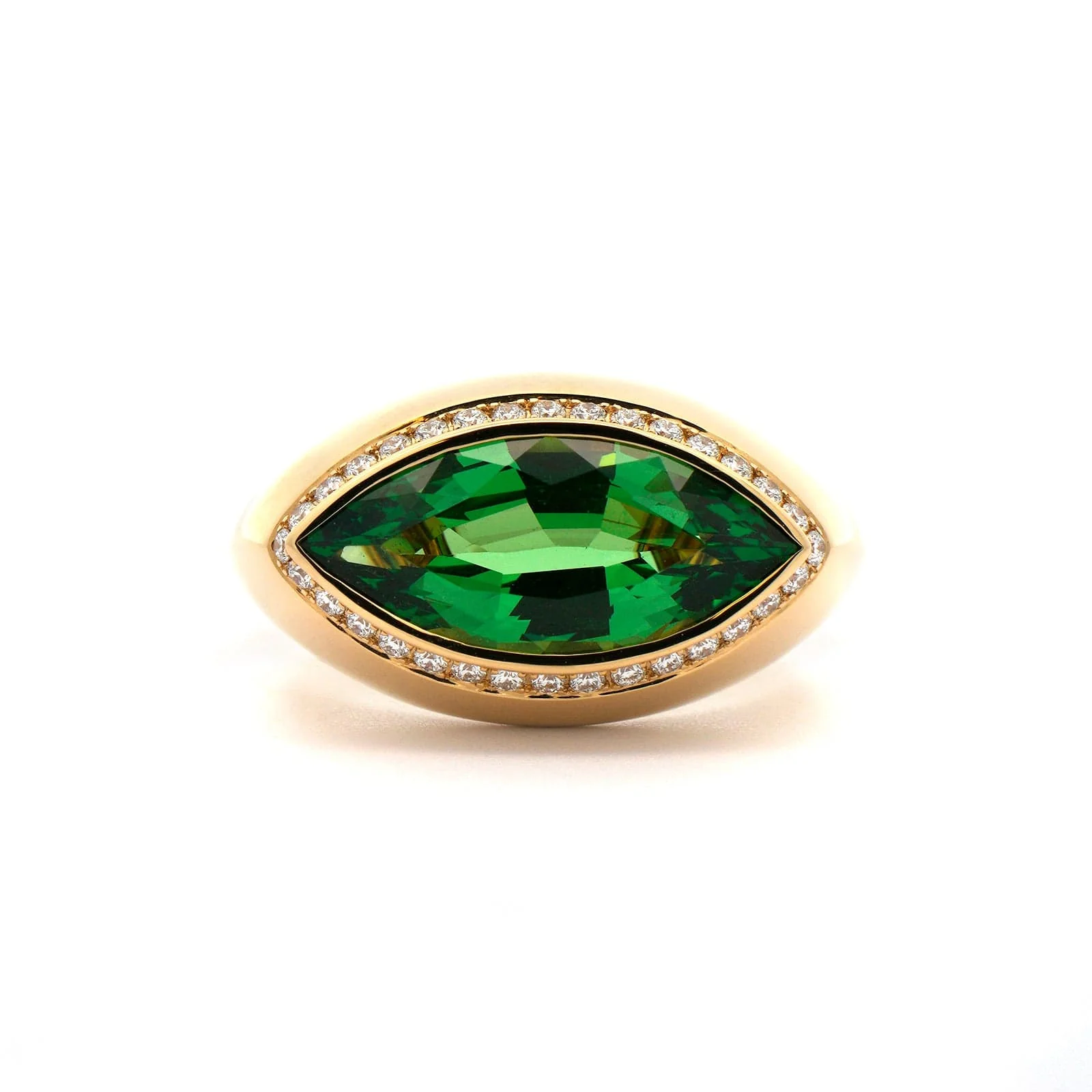 Eclat Jewels 18K Rose Gold Marquise Shaped Tsavorite and Diamond Ring - Image 4