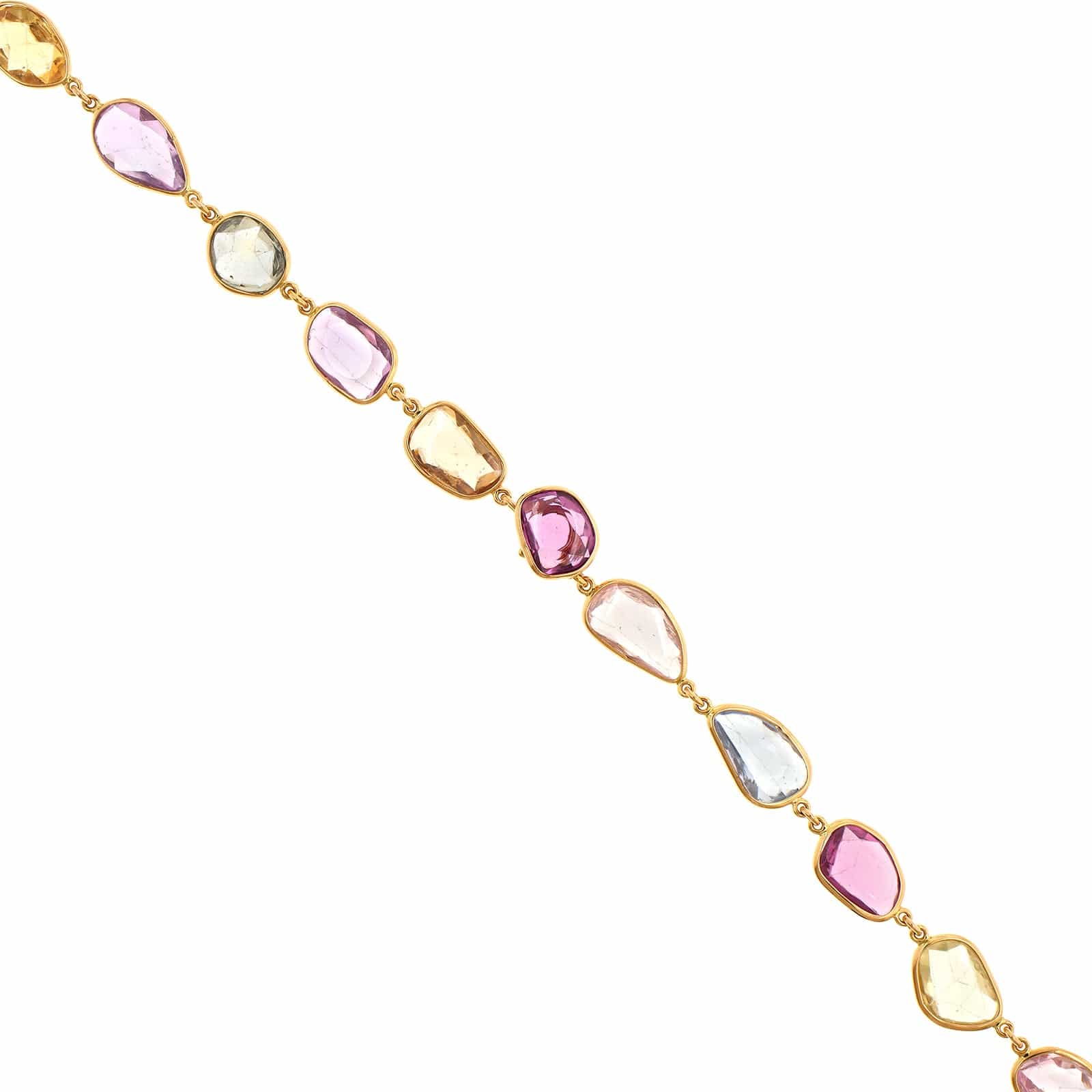 Eclat Jewels 18K Rose Gold Multi Colored Rose Cut Sapphire Necklace - Image 4