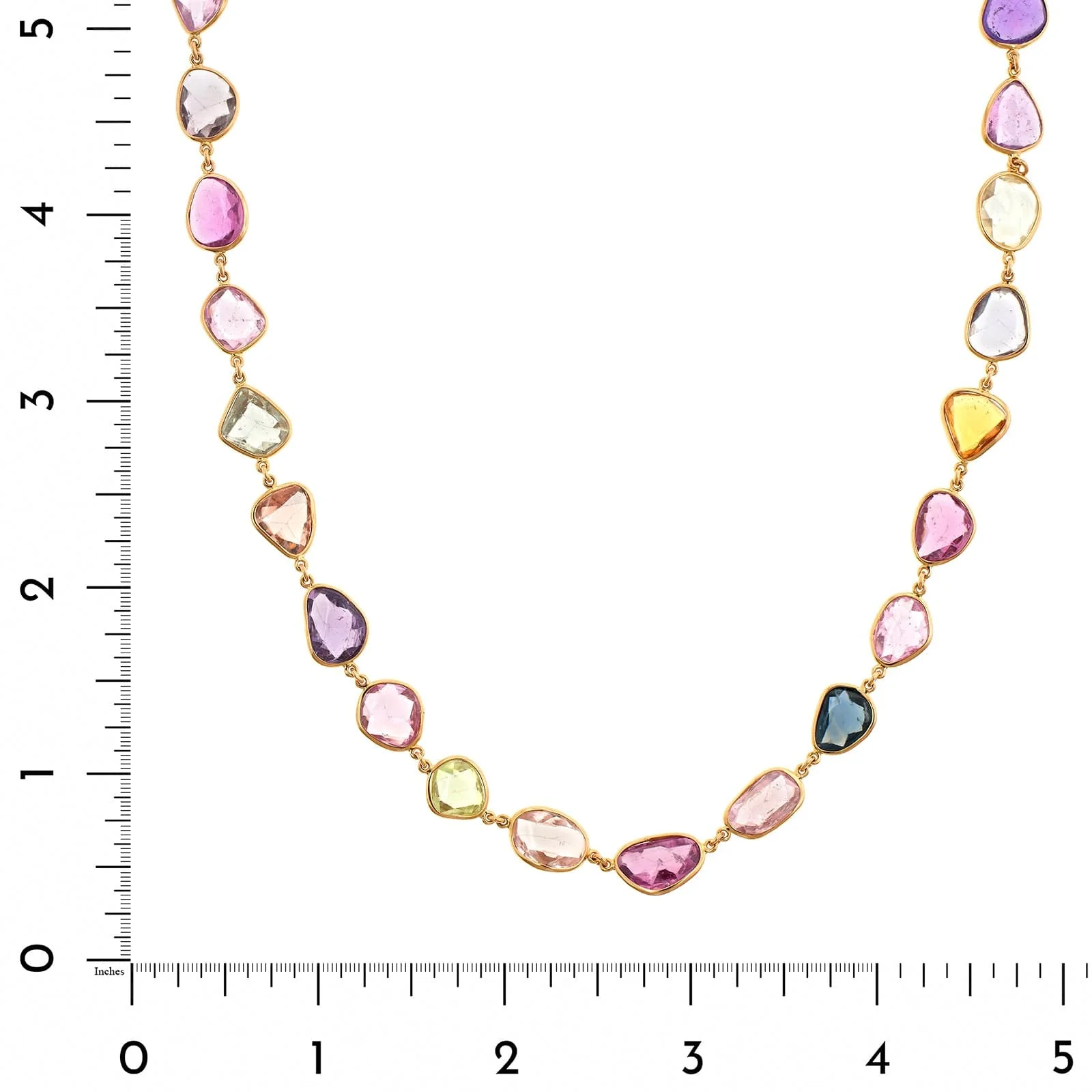 Eclat Jewels 18K Rose Gold Multi Colored Rose Cut Sapphire Necklace - Image 5
