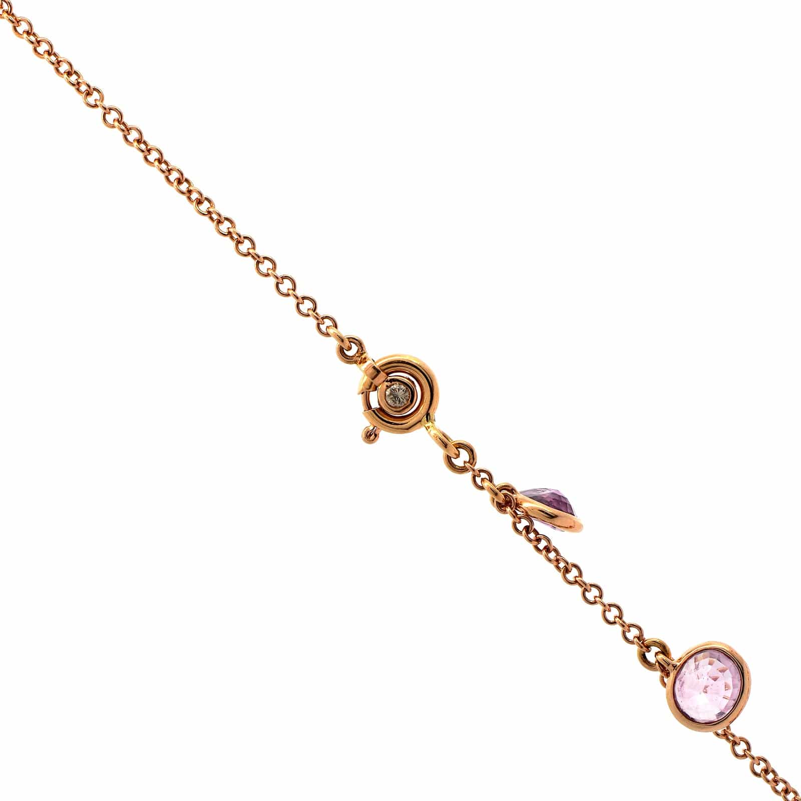 Eclat Jewels 18K Rose Gold Multi Colored Sapphire and Brown Diamond Necklace - Image 2