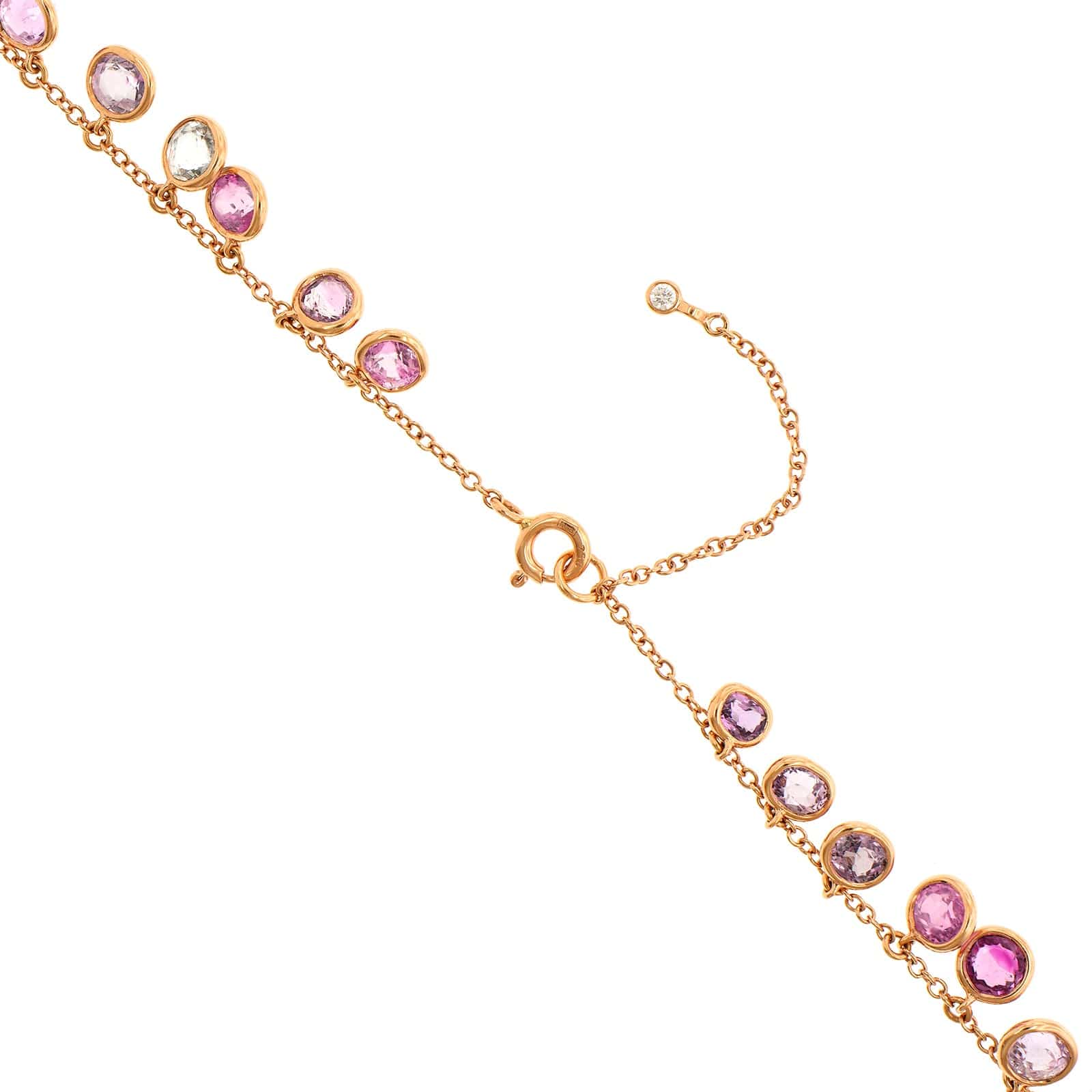 Eclat Jewels 18K Rose Gold Multi Colored Sapphire and Diamond Necklace - Image 2