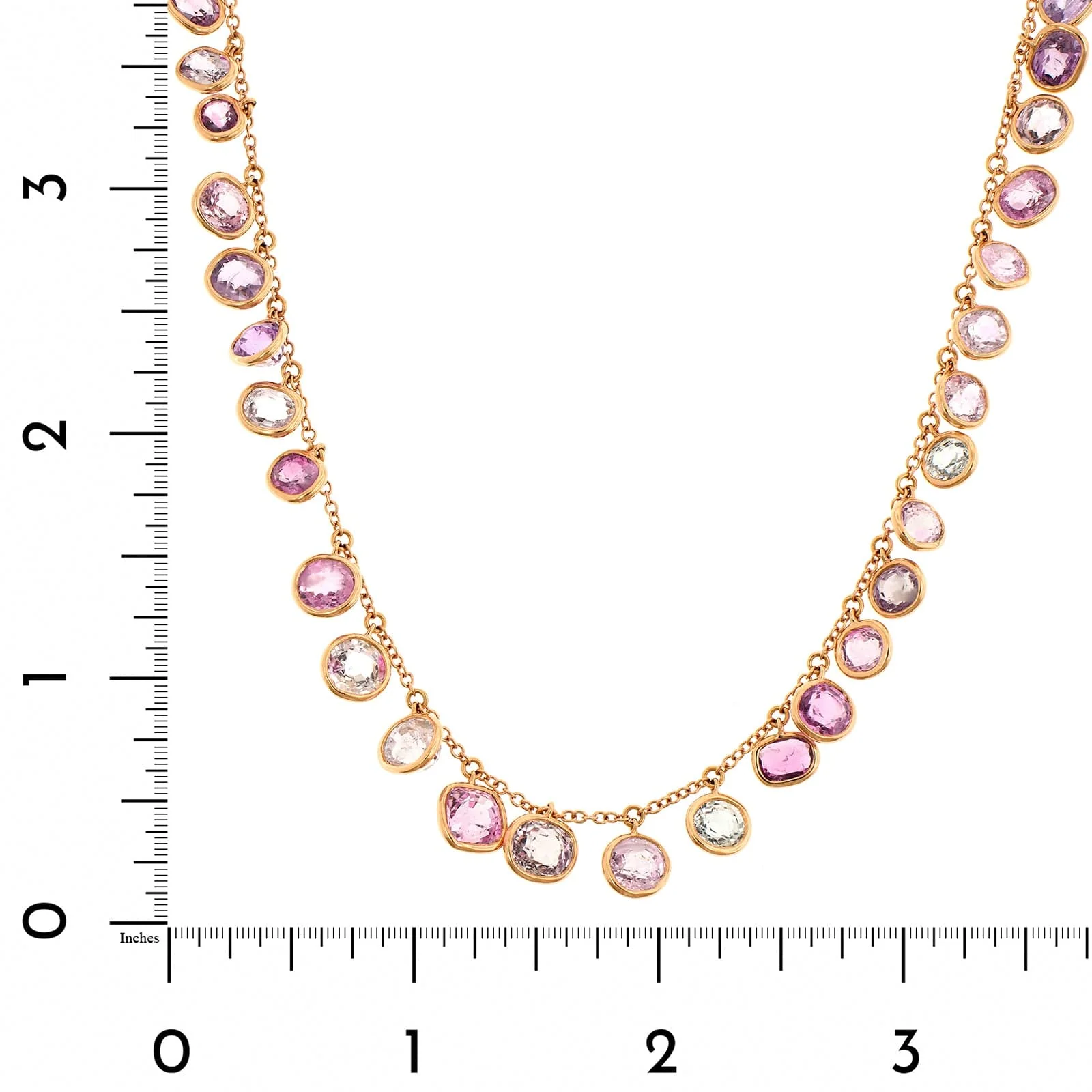 Eclat Jewels 18K Rose Gold Multi Colored Sapphire and Diamond Necklace - Image 3