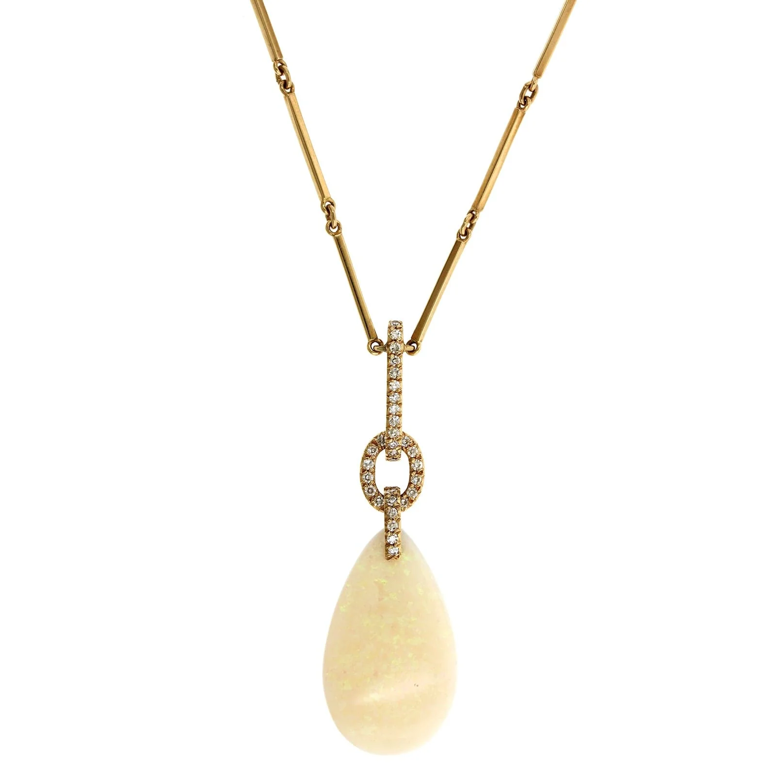 Eclat Jewels 18K Rose Gold Opal & Diamond Link Necklace - Image 5