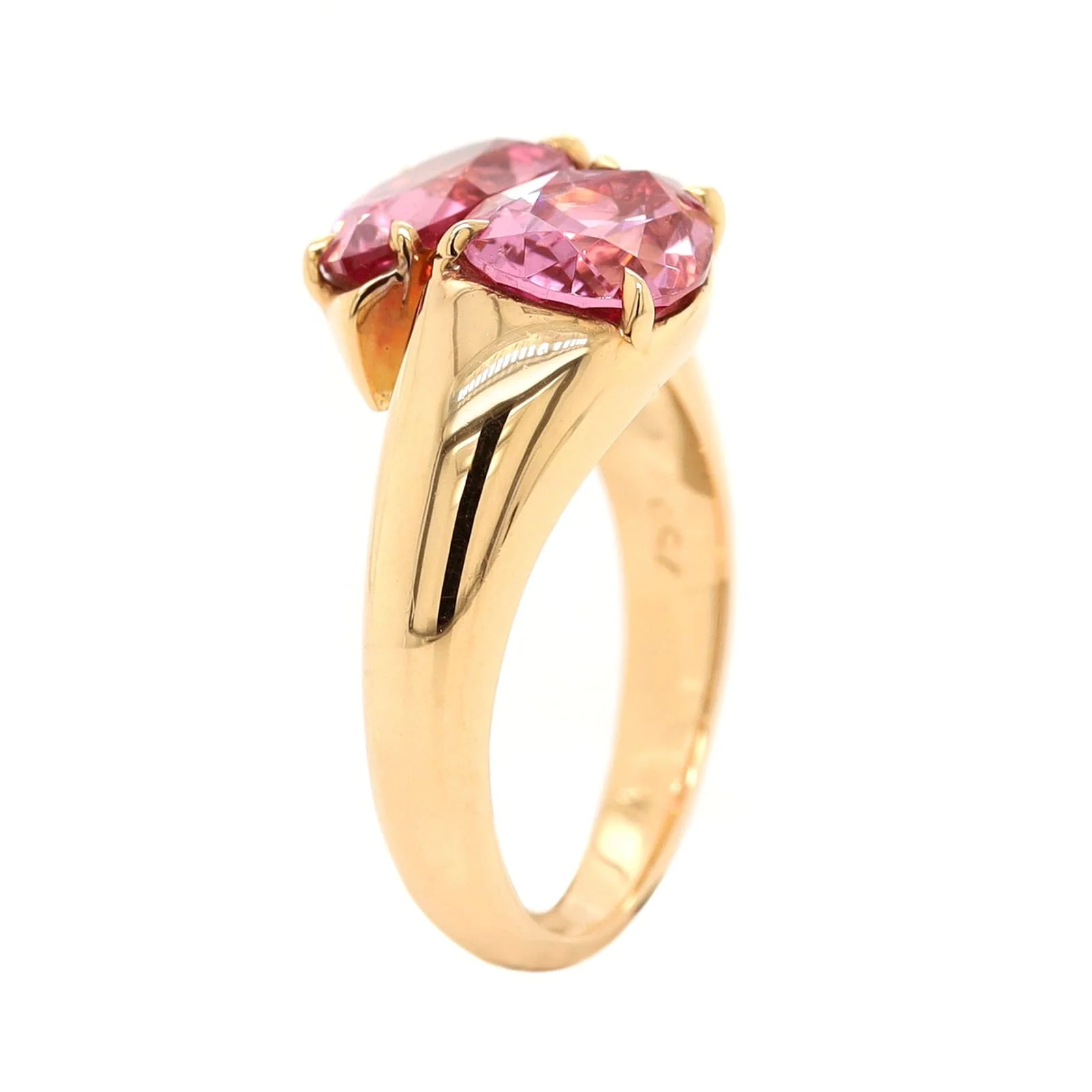 Eclat Jewels 18K Rose Gold Pear Shaped Pink Spinel Twin Ring - Image 2