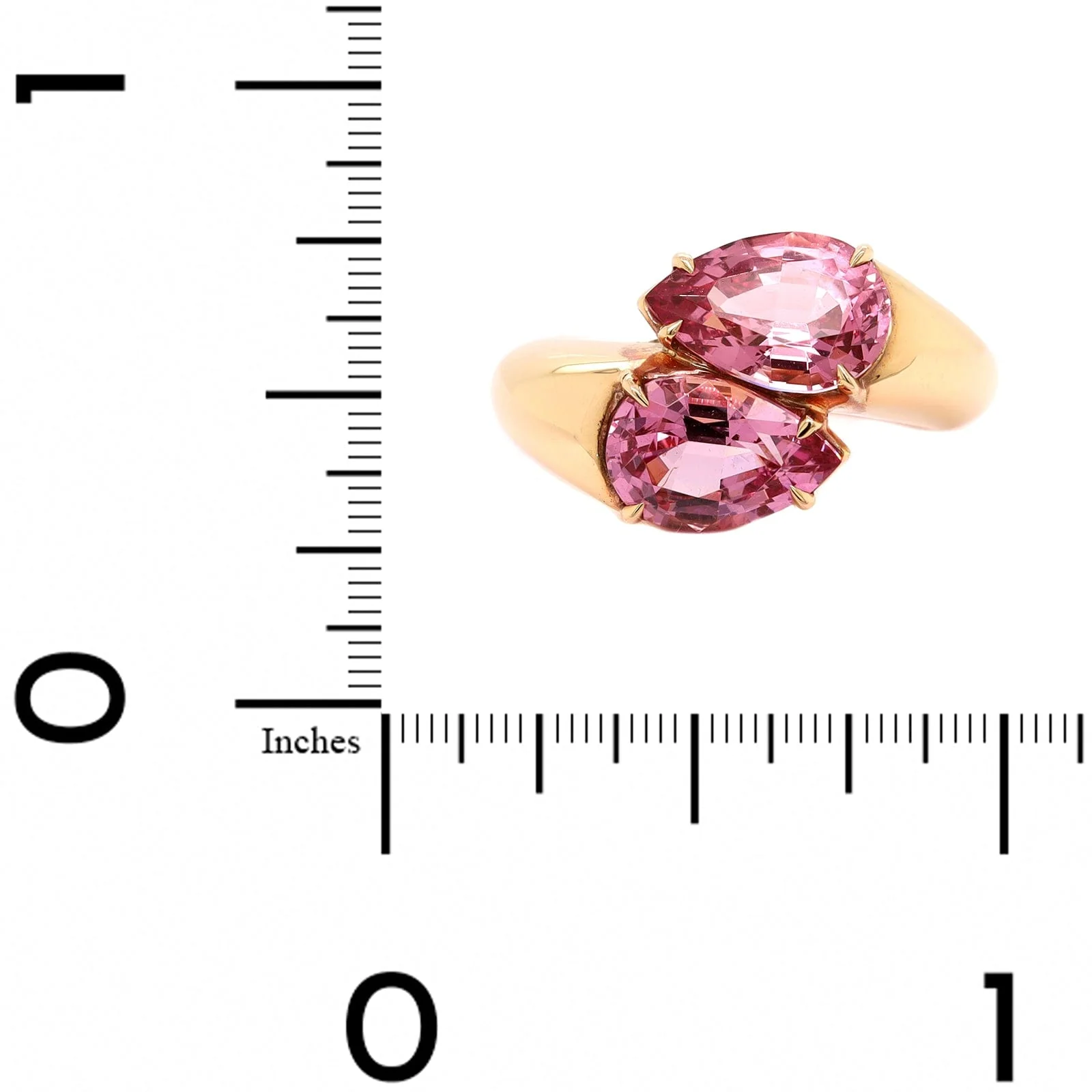 Eclat Jewels 18K Rose Gold Pear Shaped Pink Spinel Twin Ring - Image 4