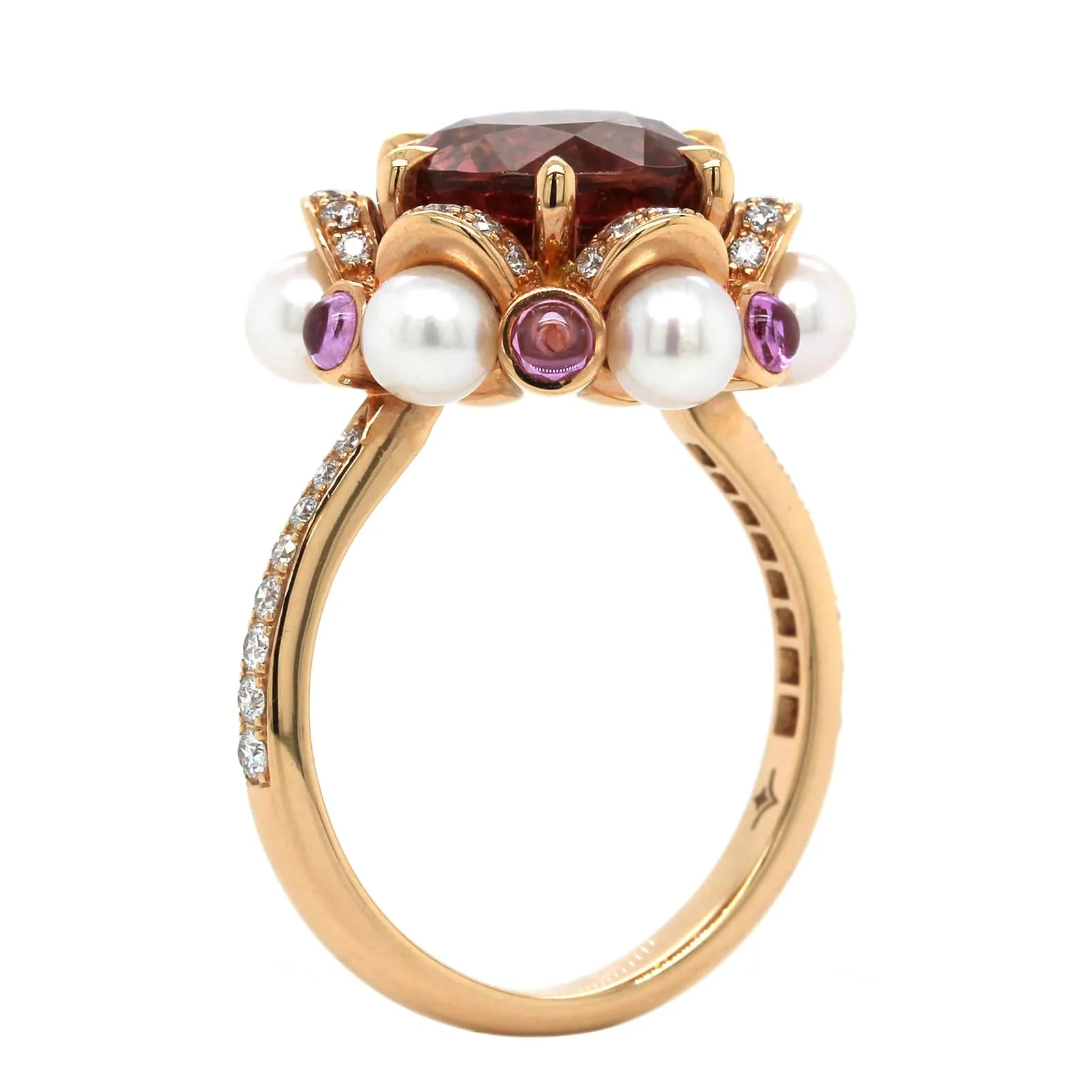 Eclat Jewels 18K Rose Gold Pink Tourmaline and Sapphire Pearl Ring - Image 3