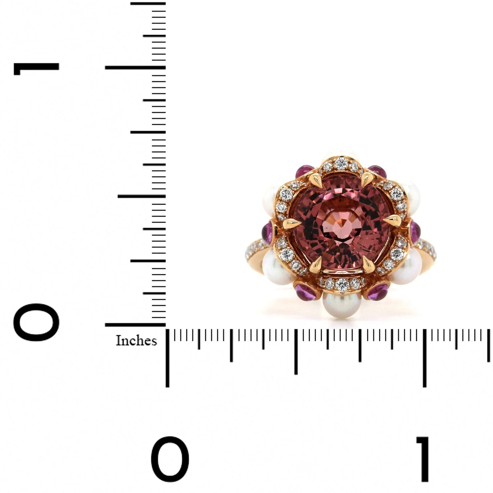Eclat Jewels 18K Rose Gold Pink Tourmaline and Sapphire Pearl Ring - Image 4
