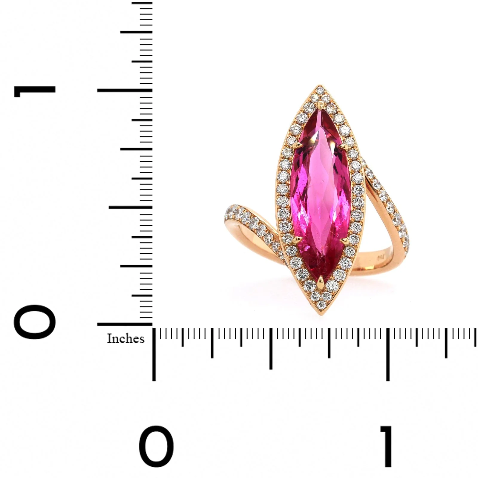 Eclat Jewels 18K Rose Gold Pink Tourmaline Diamond Halo Ring - Image 3