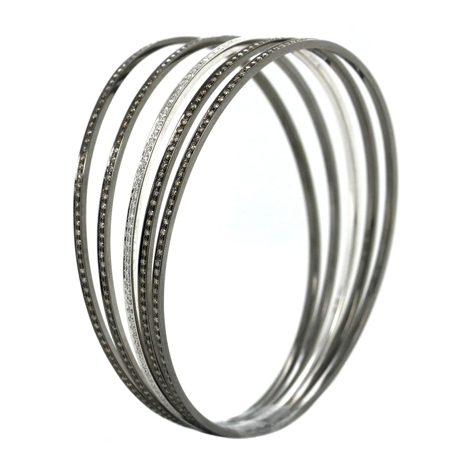 Eclat Jewels 18K White and Blacken Gold 5 Diamond Bangle Bracelet - Image 2