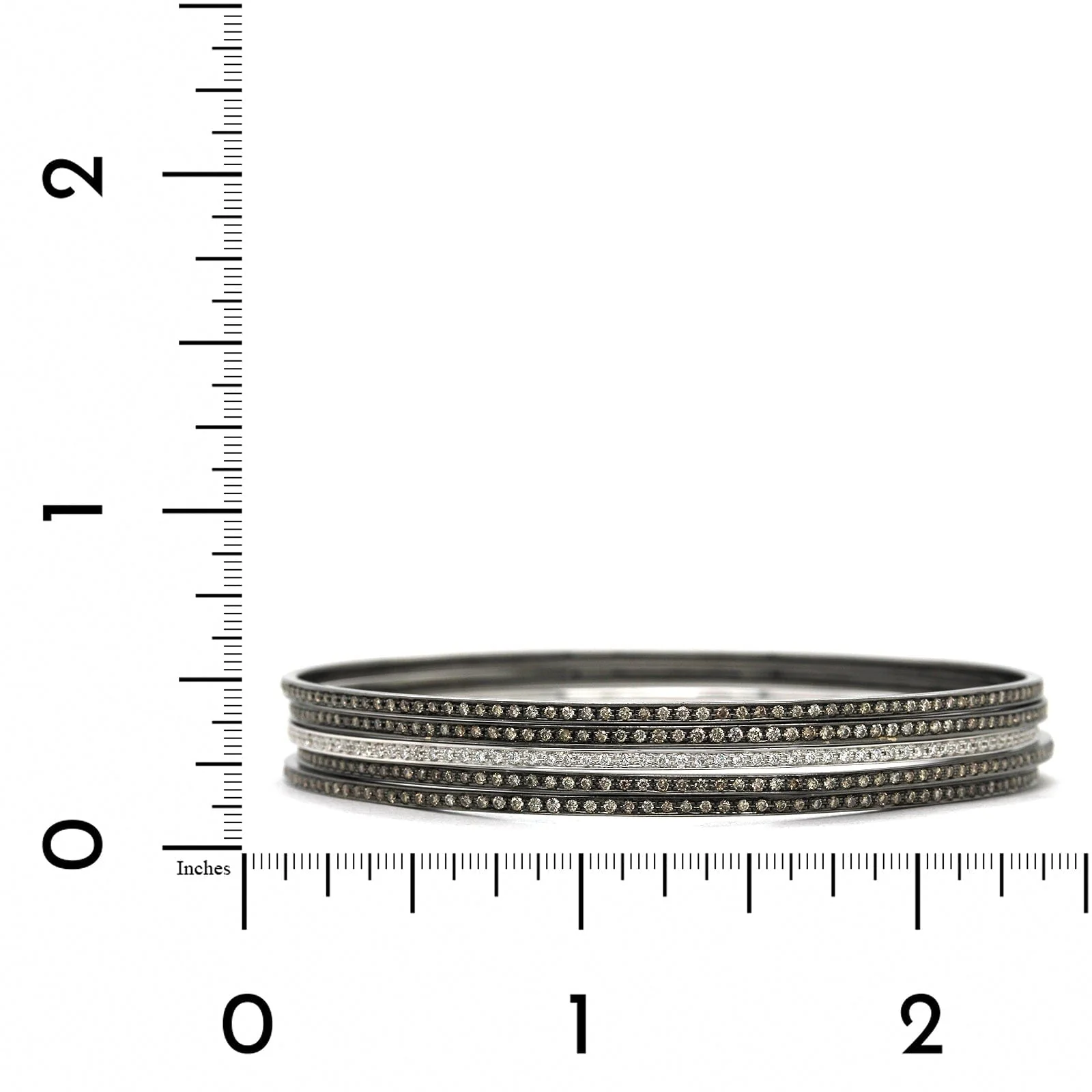 Eclat Jewels 18K White and Blacken Gold 5 Diamond Bangle Bracelet - Image 3