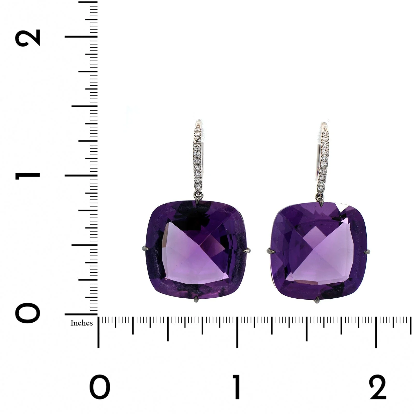 Eclat Jewels 18K White Gold Amethyst and Diamond Earrings - Image 2