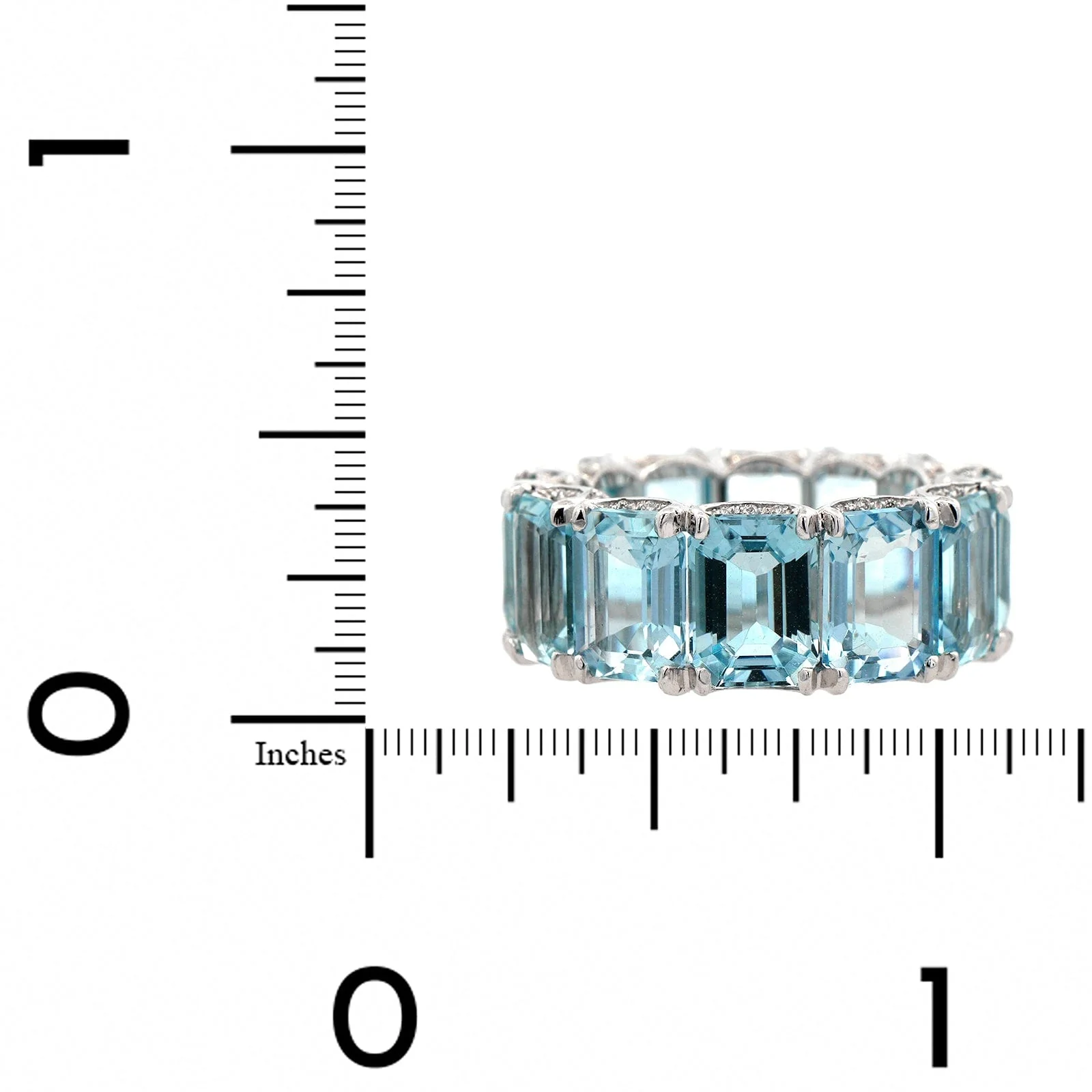 Eclat Jewels 18K White Gold Aquamarine and Diamond Eternity Ring - Image 3