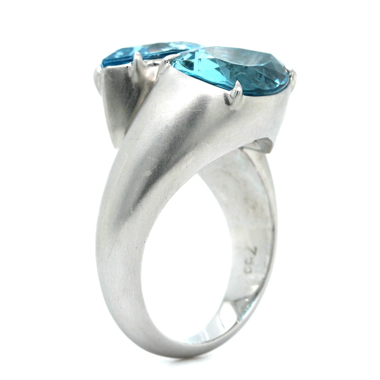 Eclat Jewels 18K White Gold Aquamarine Twin Ring - Image 2