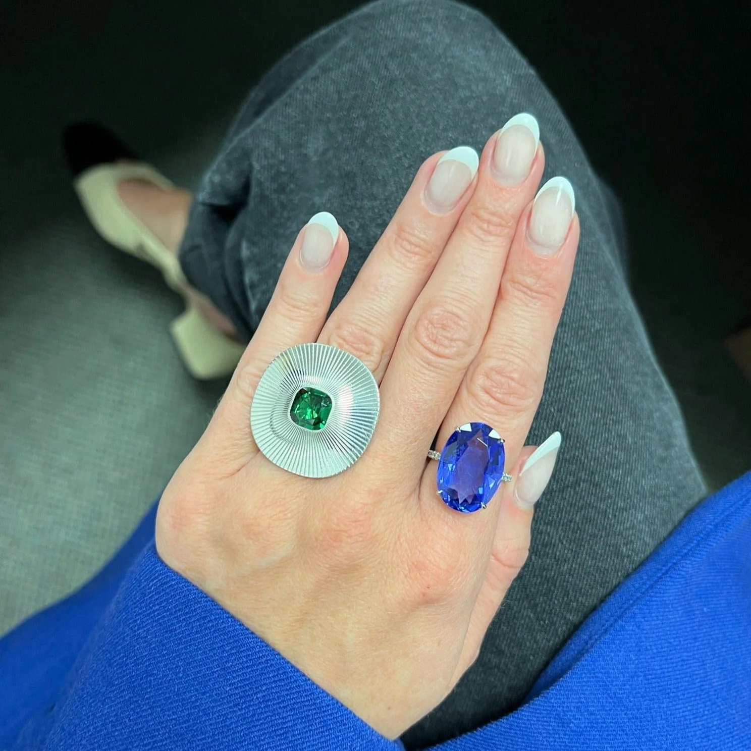 Eclat Jewels 18K White Gold Chrome Tourmaline Disc Ring - Image 2