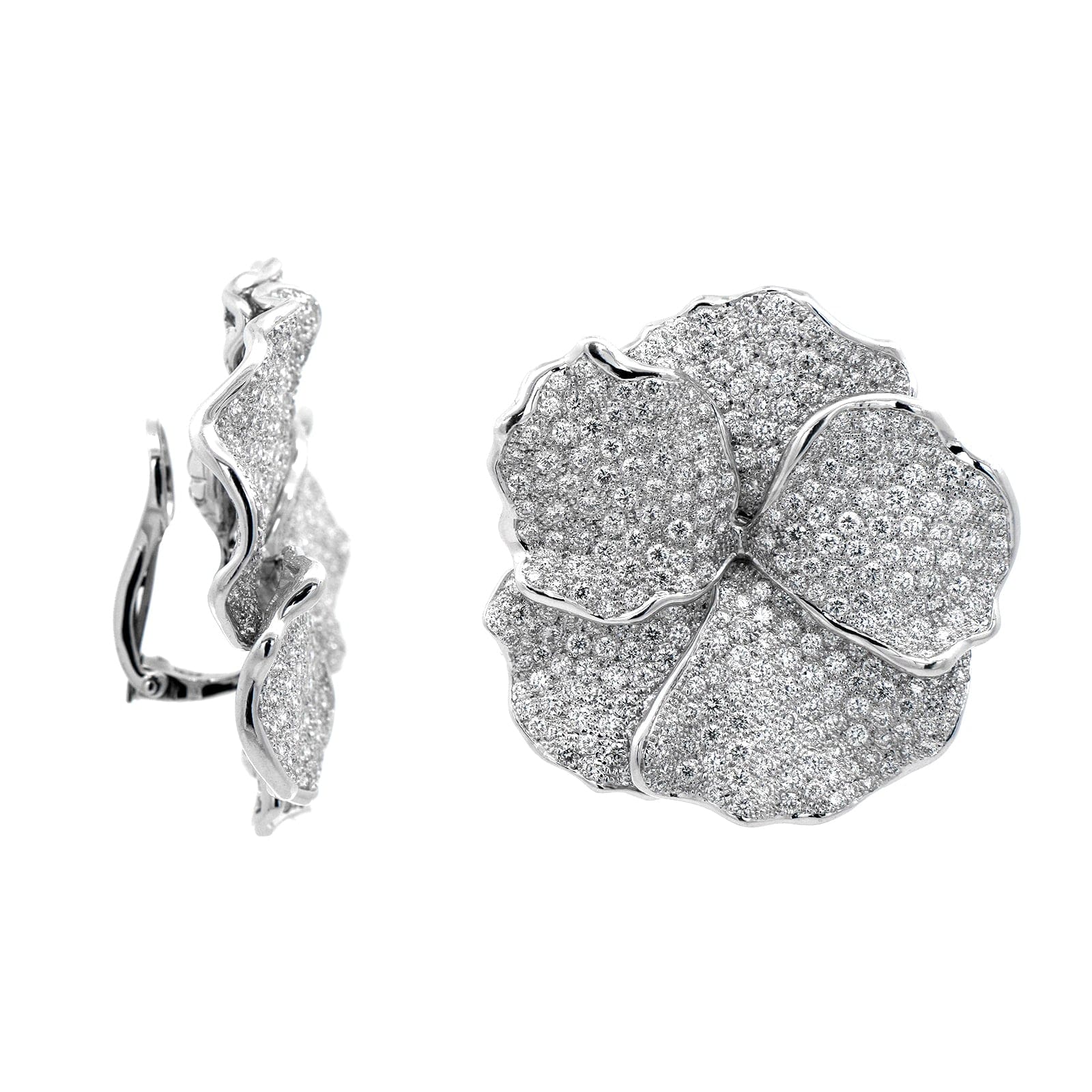 Eclat Jewels 18K White Gold Diamond Pansy Stud Earrings