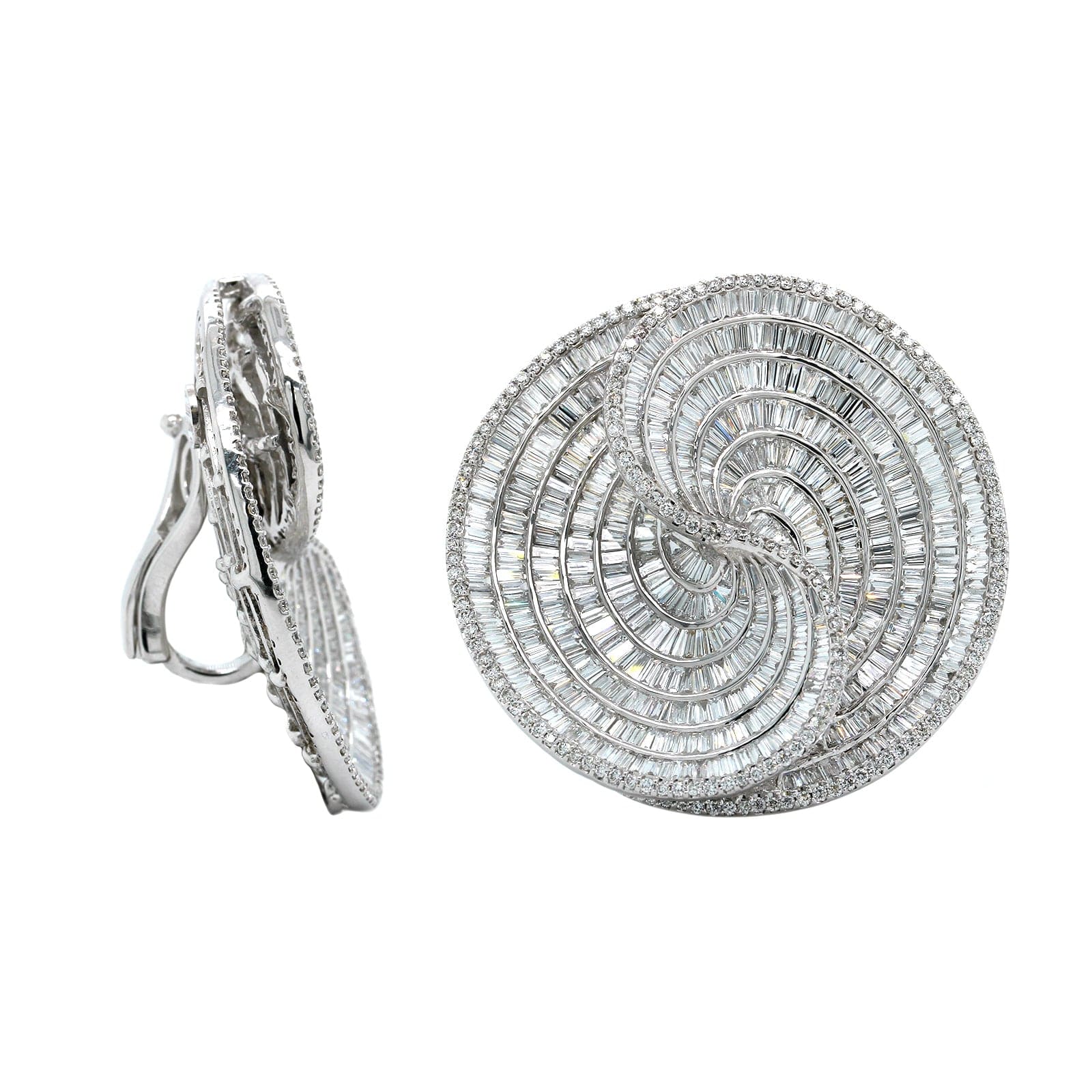 Eclat Jewels 18K White Gold Diamond Swirl Earrings - Image 4