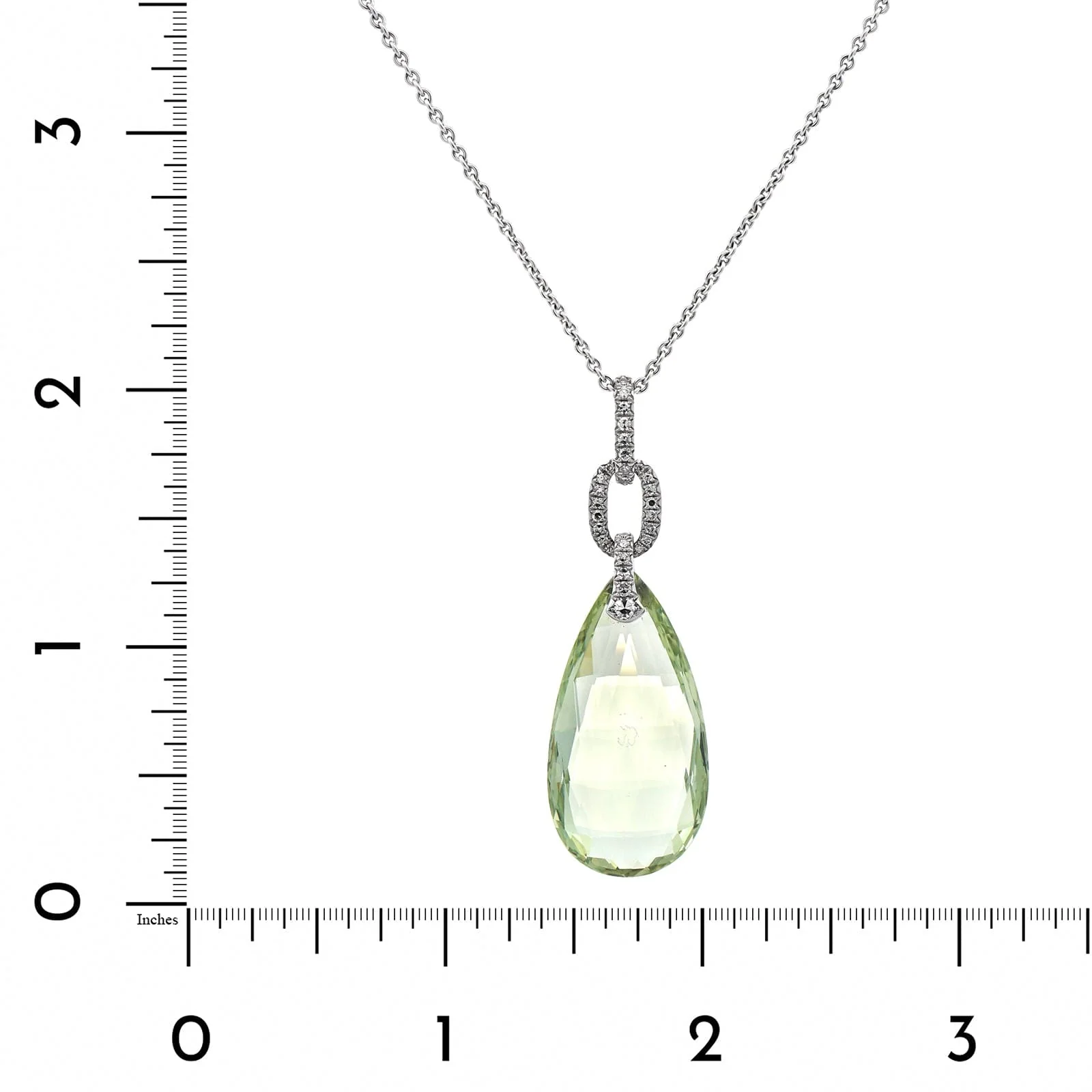 Eclat Jewels 18K White Gold Green Beryl and Diamond Pendant Necklace - Image 4