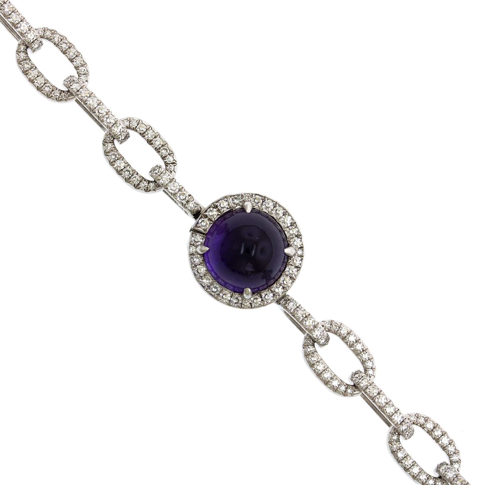 Eclat Jewels 18K White Gold Lavender Jade and Cabochon Amethyst Necklace - Image 2