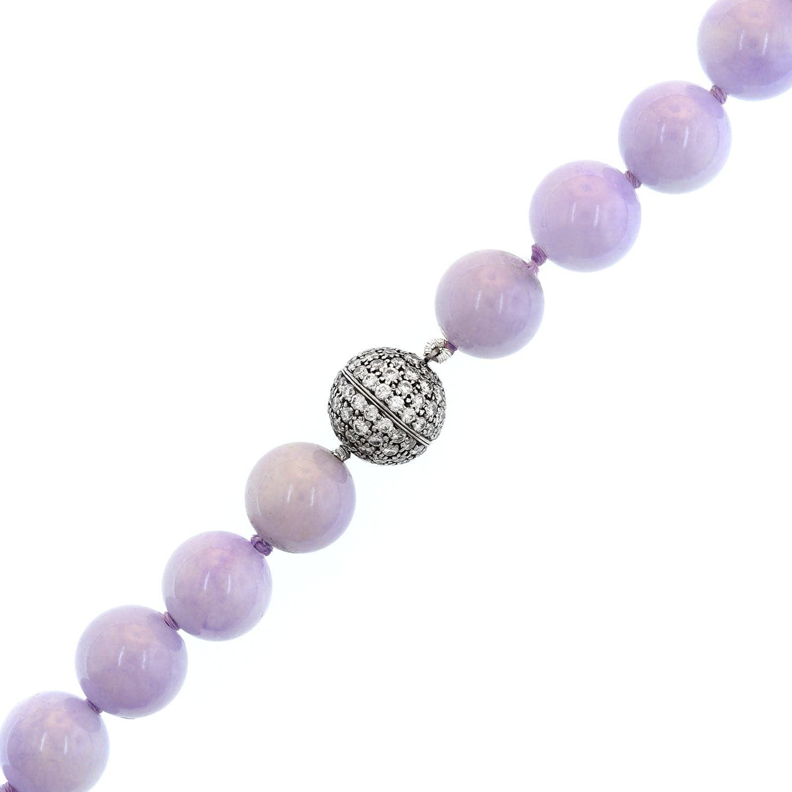 Eclat Jewels 18K White Gold Lavender Jade Bead and Diamond Necklace - Image 3