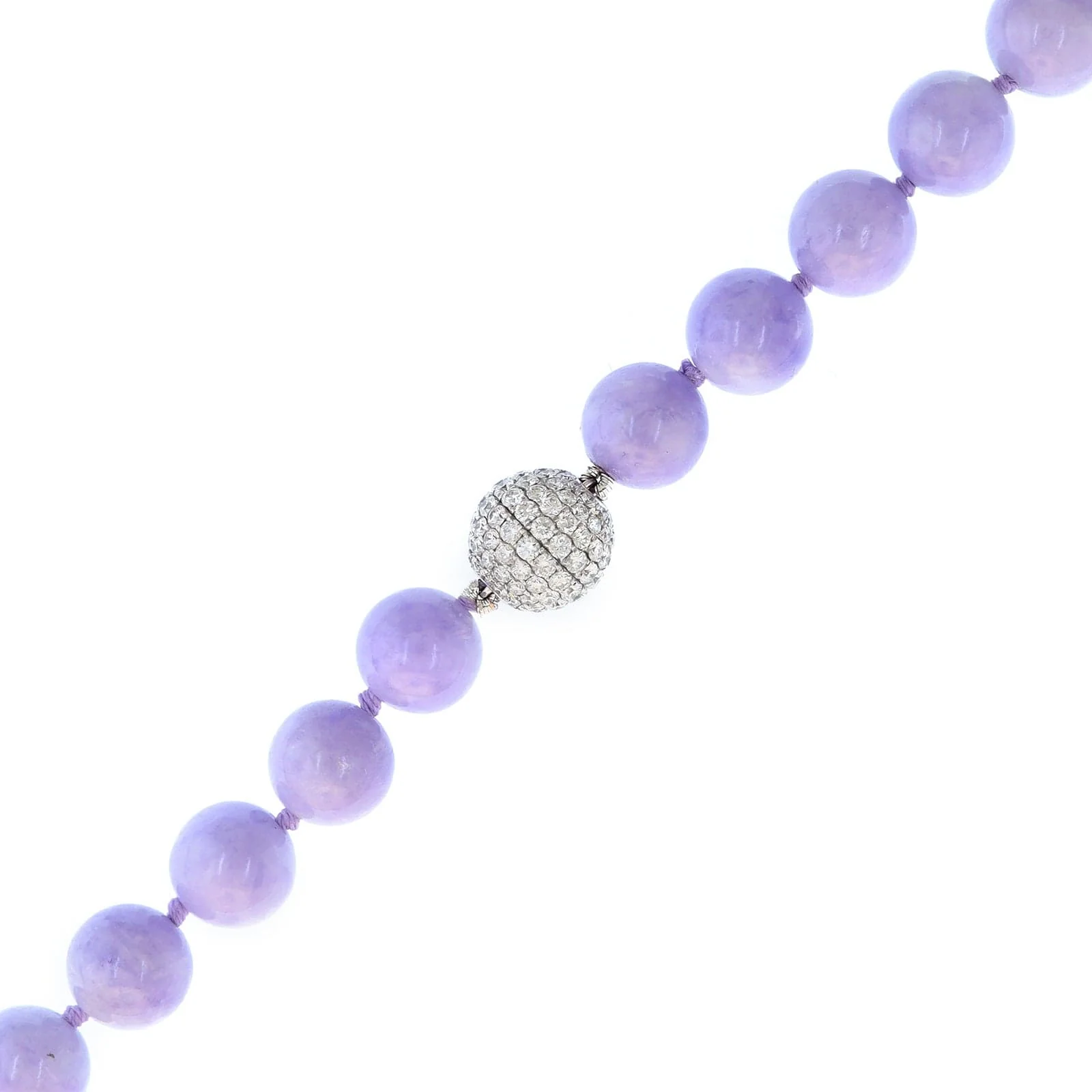 Eclat Jewels 18K White Gold Lavender Jade Bead and Diamond Necklace - Image 2