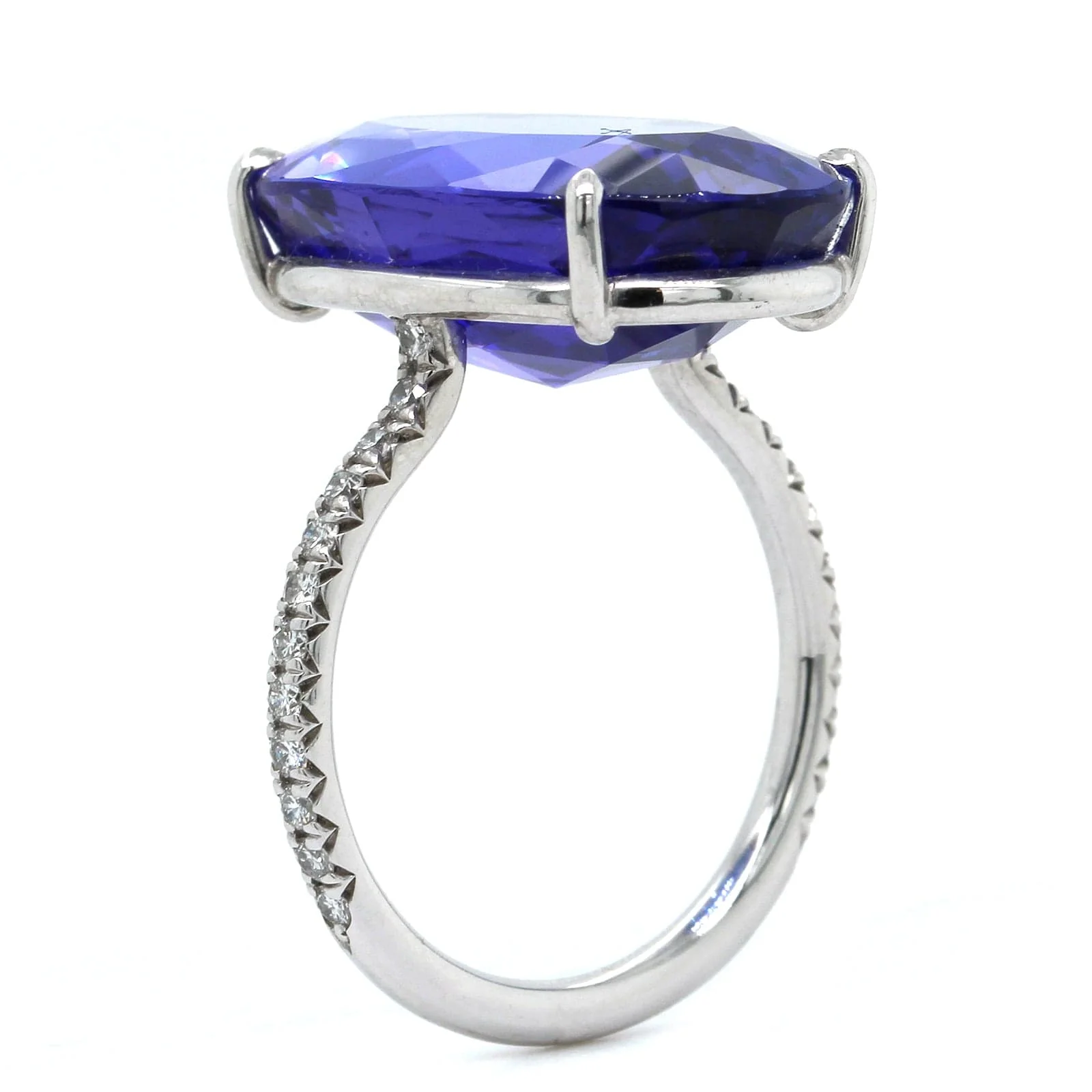 Eclat Jewels 18K White Gold Oval Tanzanite Diamond Ring - Image 3