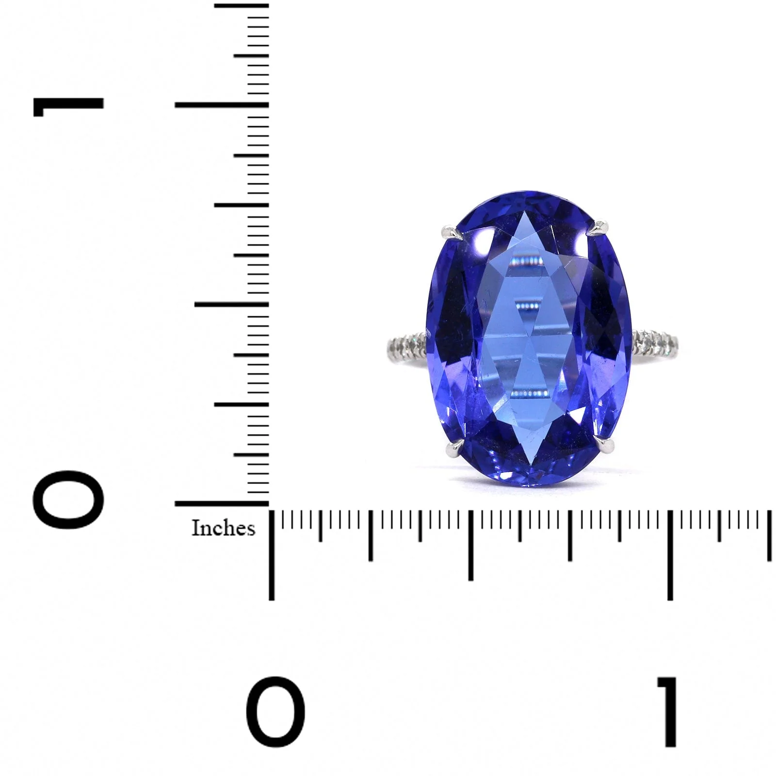 Eclat Jewels 18K White Gold Oval Tanzanite Diamond Ring - Image 4